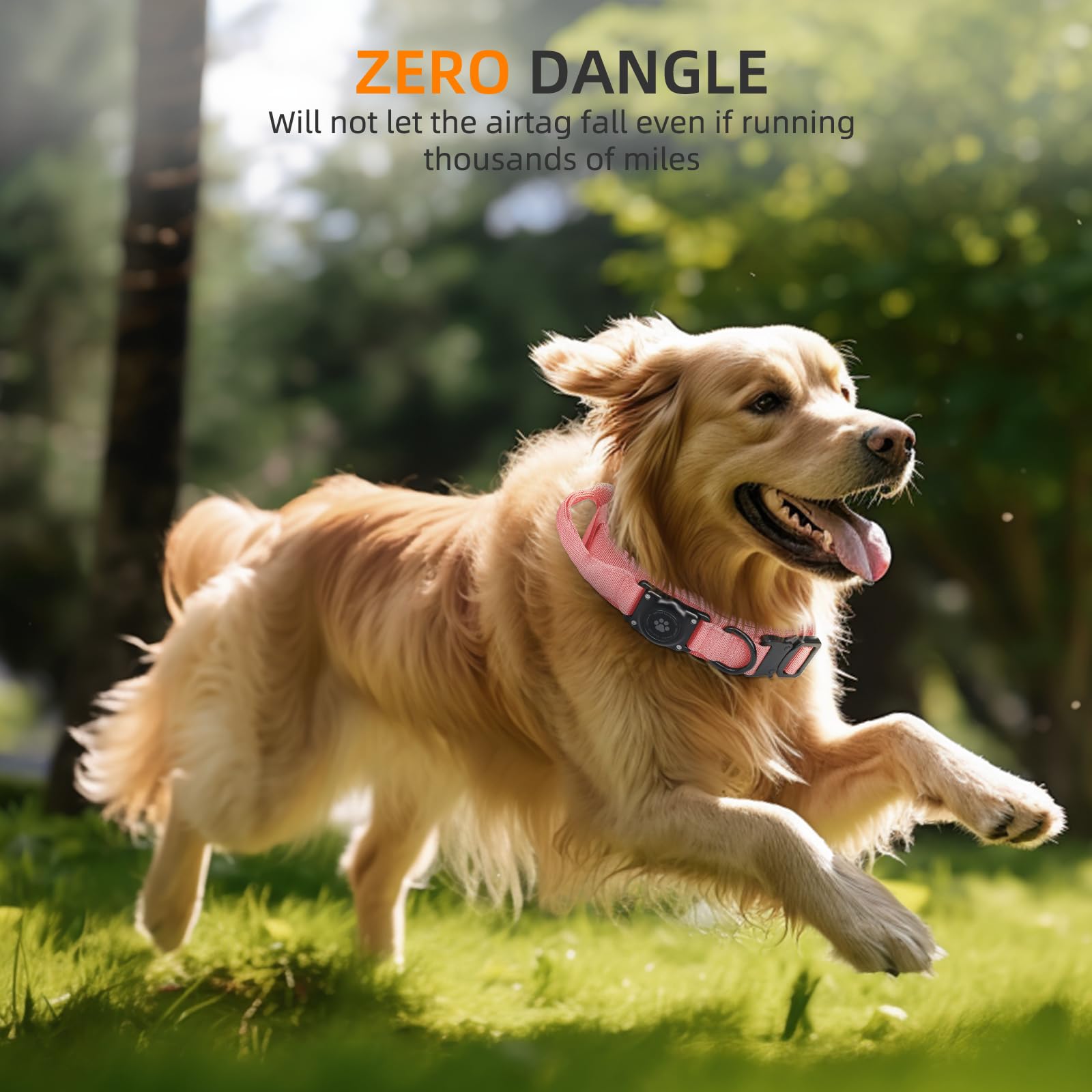 Collare per cani tattico AirTag, collare per cani con etichetta Apple Air Integrato al 100% impermeabile con supporto rigido per AirTag PC, collare militare regolabile con manico, collare GPS per cani