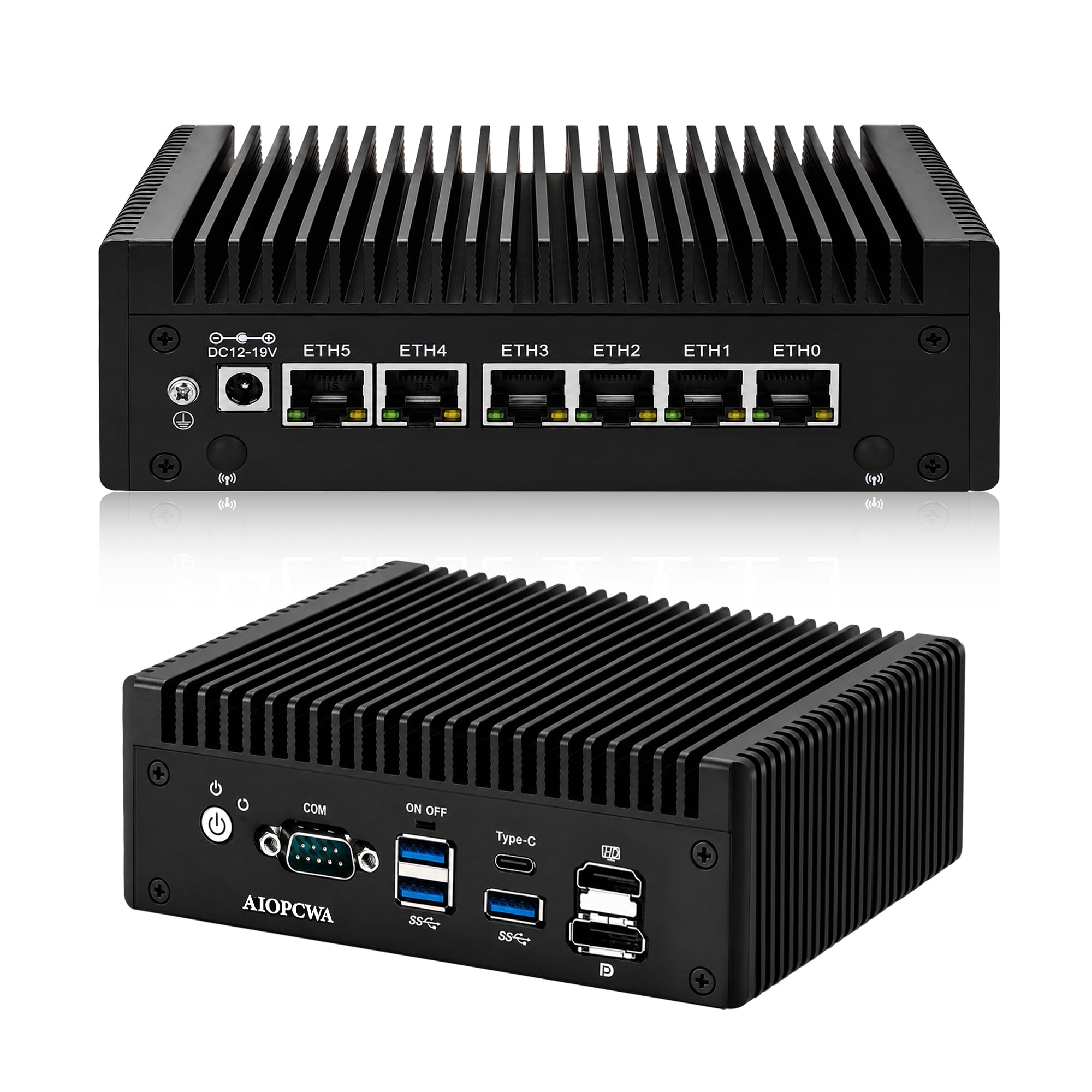 Fanless Firewall Appliance Mini PC, 6 x i226-V 2.5GbE LAN, Core i5-7200U Desktop Micro PC, OPNsense Router, DB9 COM, HD+DP, USB-C, SATA3.0, AES-NI, DDR3L 8GB RAM 256GB SSD