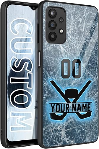Personalized Ice Hockey vs Name Number US Flag Decor Rubber Cover Phone Case for Samsung Galaxy A53 5GA03SA02SA10EA12A13A32A33A42A51A52A71 Custom