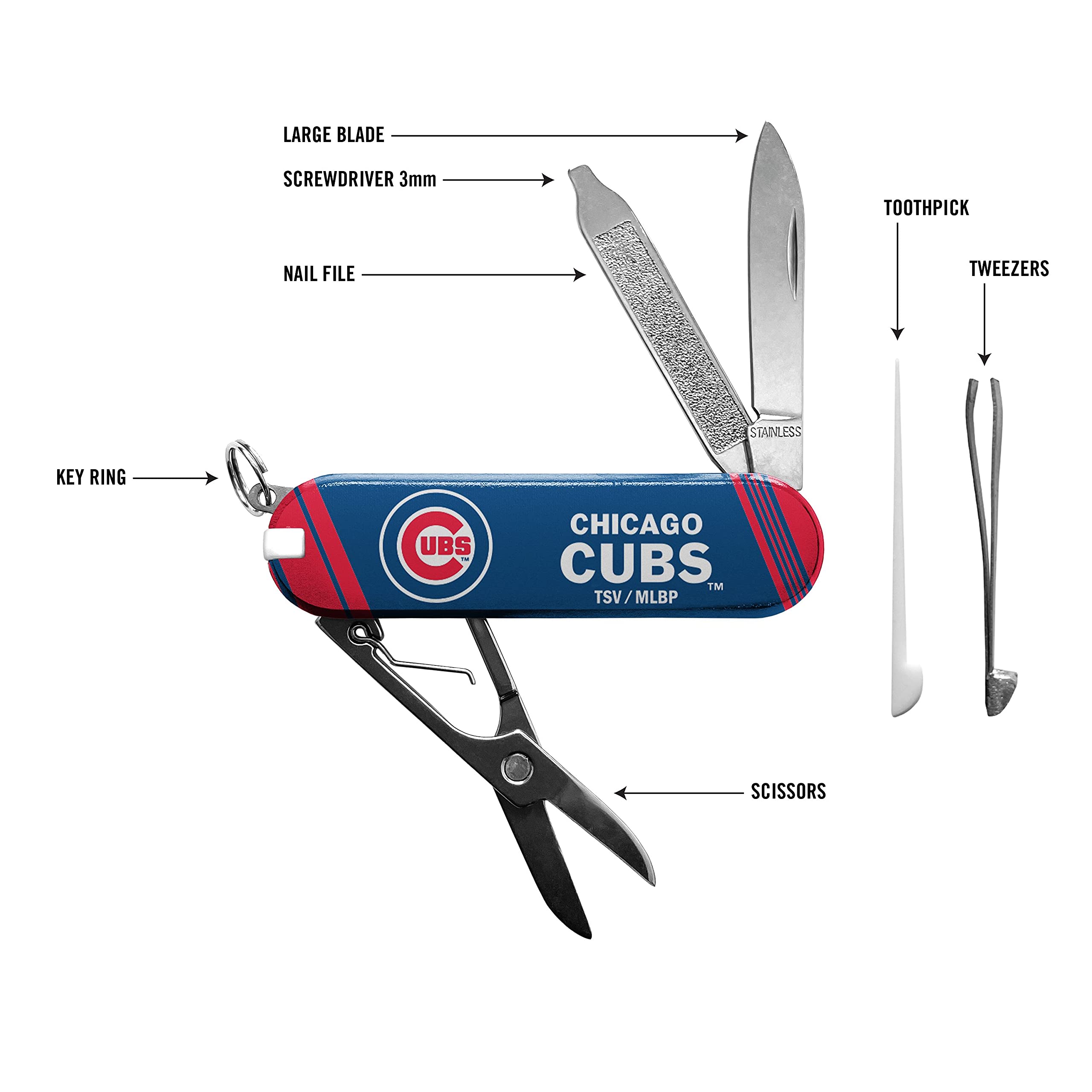 The Sports Vault SMMLB0501 Chicago Cubs Essential Pocket Multi-Tool