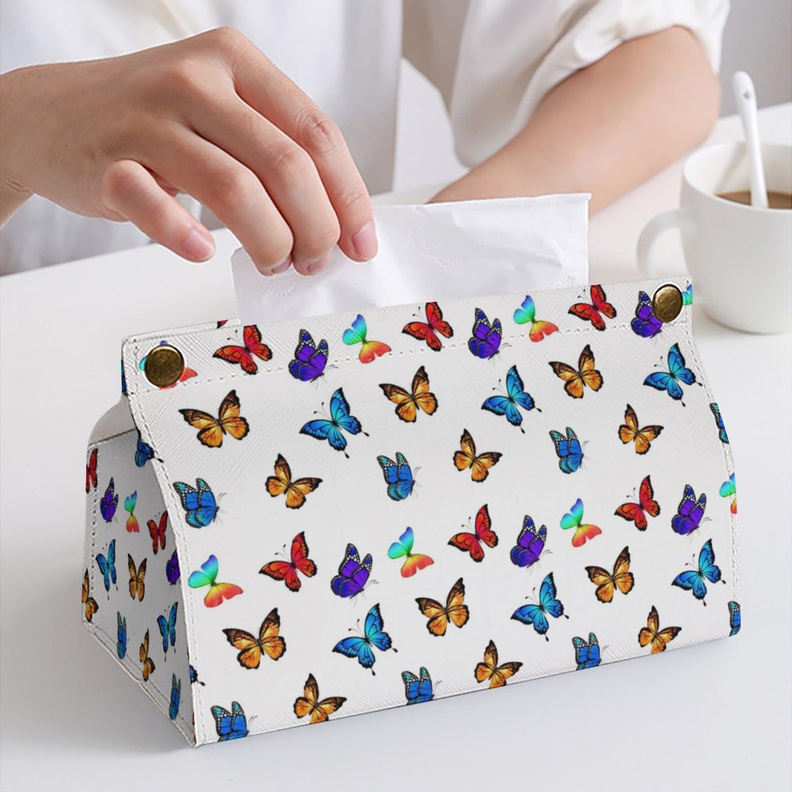 Amazon.co.jp: ティッシュケース カラフル 蝶柄 ティッシュボックス PU