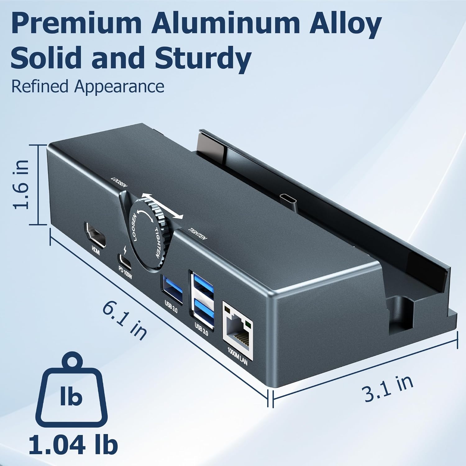 Switch 2 Dock,Premium Metal Switch 2 Docking Station with Adjustable Knob,Works with Protective Case,Support 4K@120Hz HDMI,Gigabit Ethernet,Compatible with Switch OLED/Legion Go 2 - Image 4