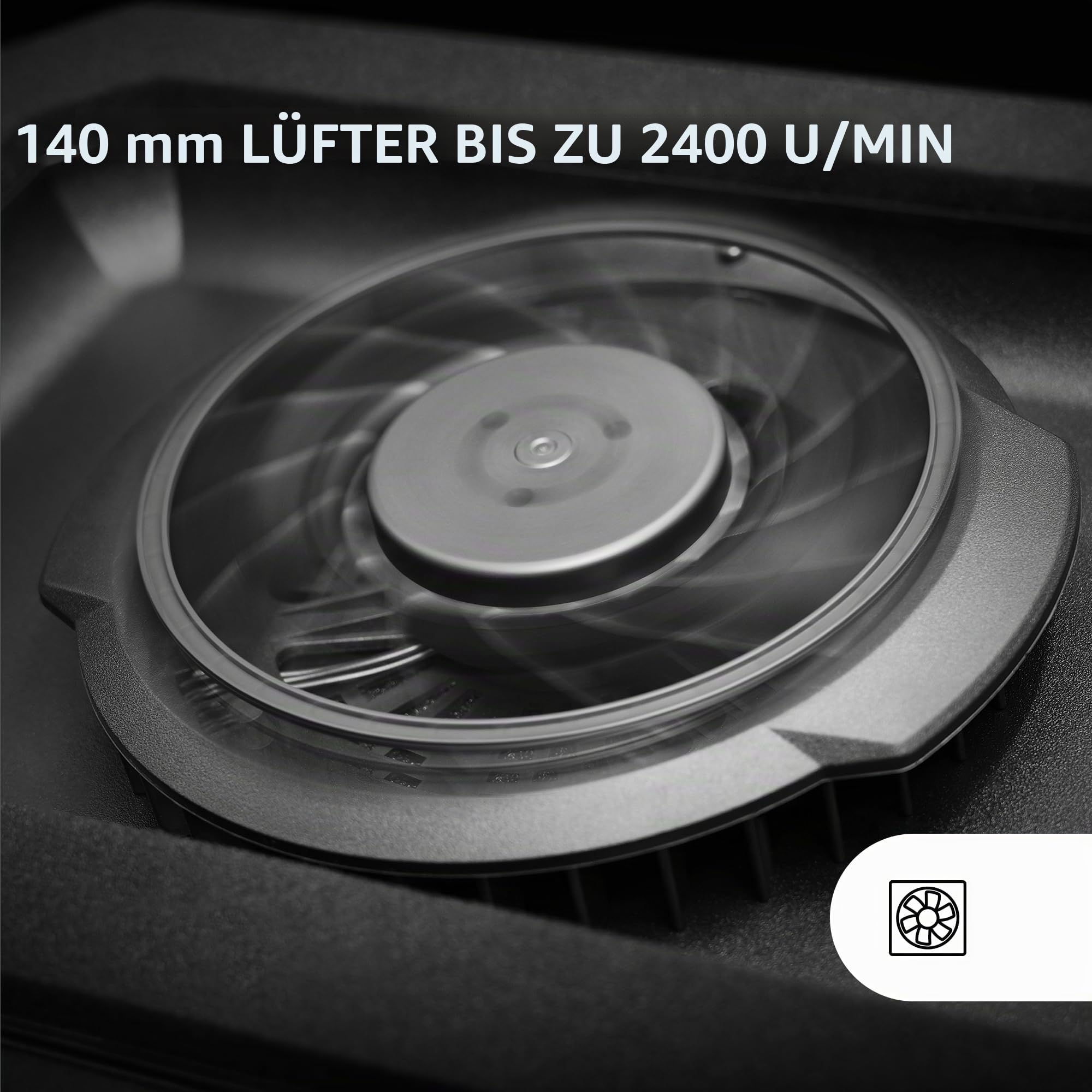 Mars Gaming MNBC-Ultra, Kühlbasis und Ständer, 140mm Lüfter, CoolCore Airflow Technologie, RGB Chroma, 5 Positionen, Kompatibel mit Laptops bis 18”, Smartphone-Halterung, 4X USB-A, Schwarz