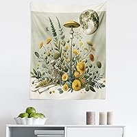 Vista 72 de Ambesonne Tapiz de naturaleza, silueta de oso salvaje en el bosque de la selva en la noche oscura, ilustración para colgar en la pared para Verde