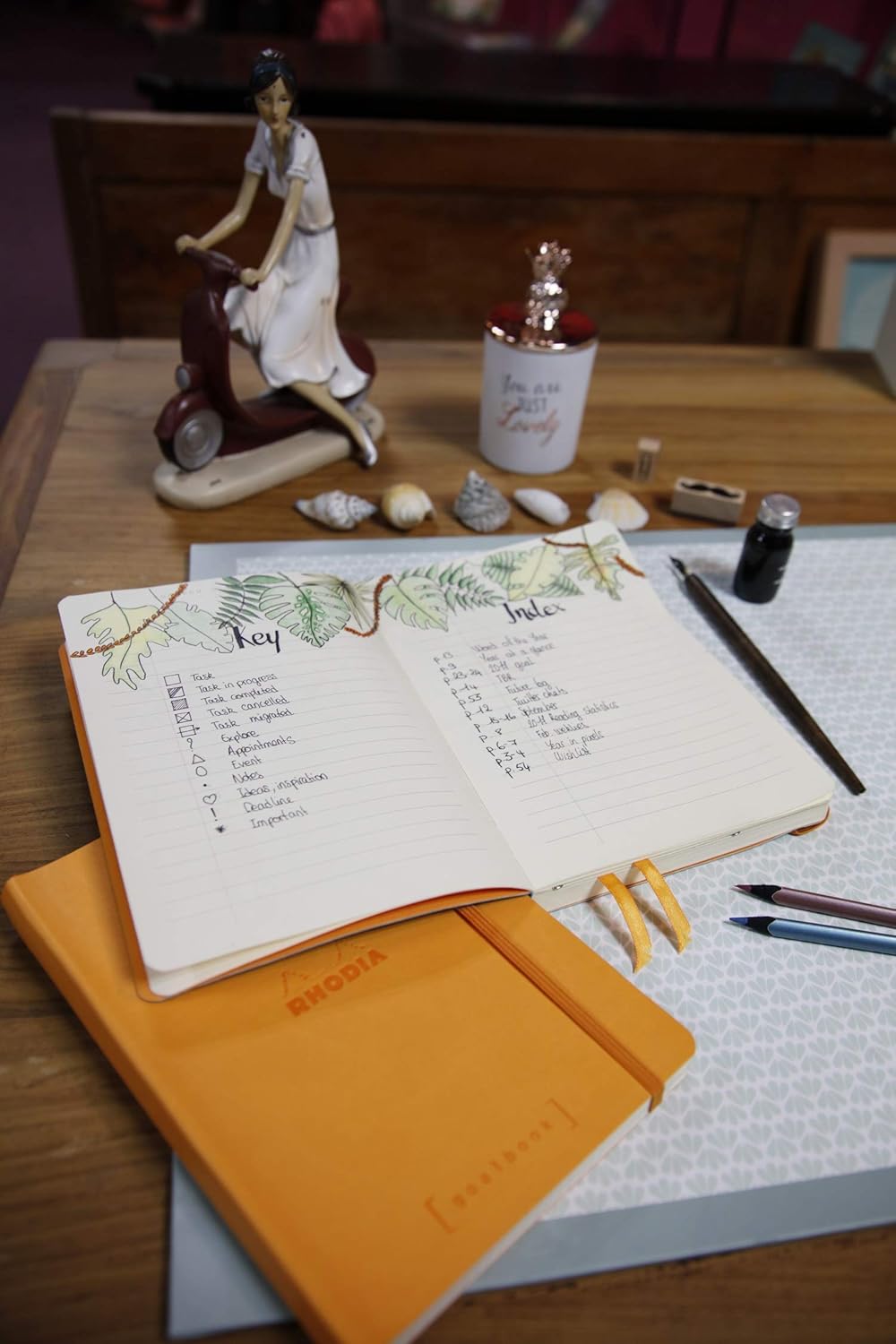 RHODIA 117771C - Soft Notebook Bullet Journal Goalbook Lilac - A5 - Small Squares - 240 Pages - 90g Ivory Clairefontaine Paper - 2 Ribbons, Elastic Closure - Faux Leather Cover