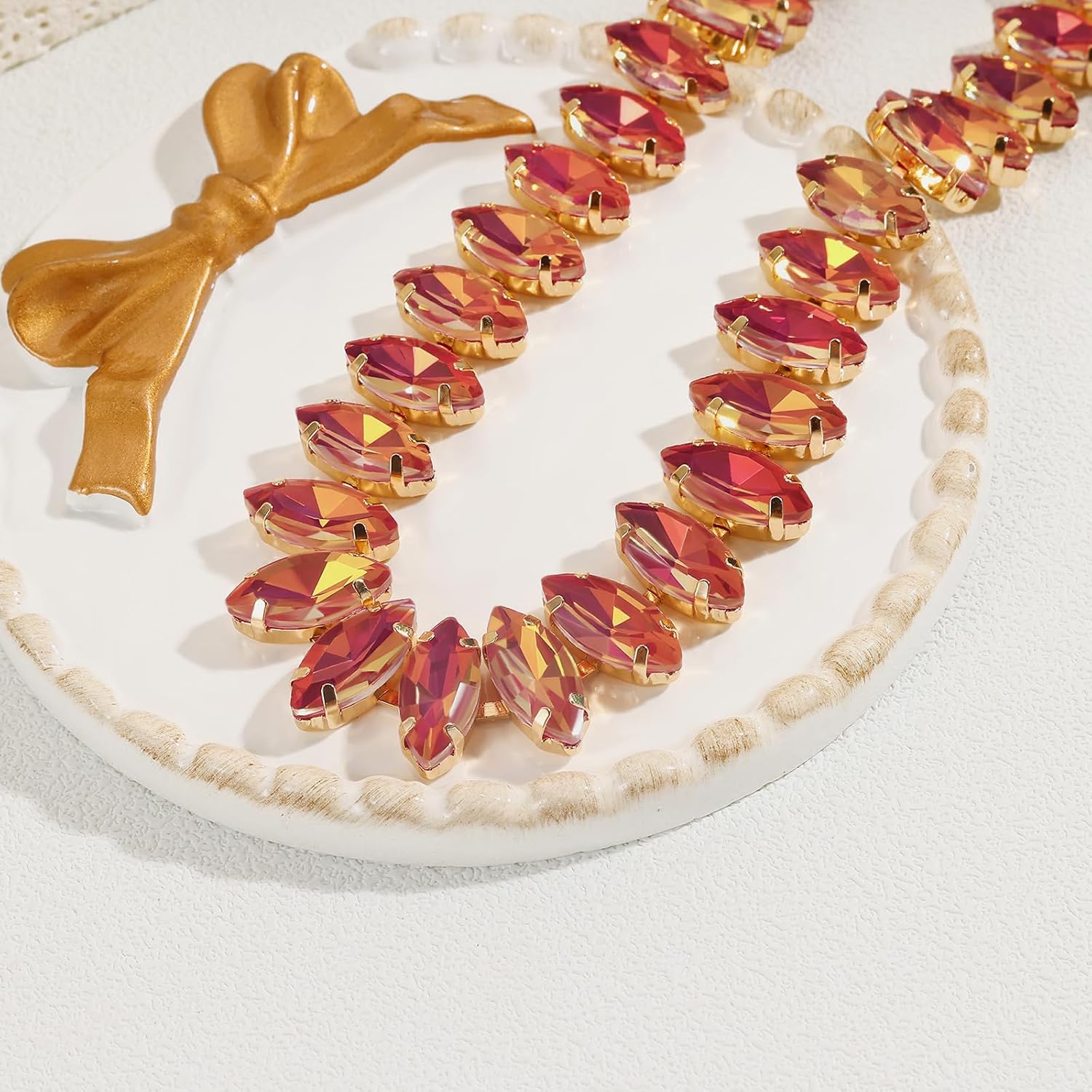 Firstmeet Tapering Oval Crystal Rhinestone Choker Collar Necklace All-Around Wedding Bridal Gift Jewelry for Women - Image 3