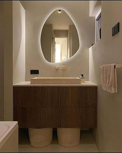 Miniatura 3 de Espejo estético LED para lavabo, espejo de baño iluminado LED asimétrico, espejo decorativo irregular, espejo triangular con luces (luz fría, 16 x