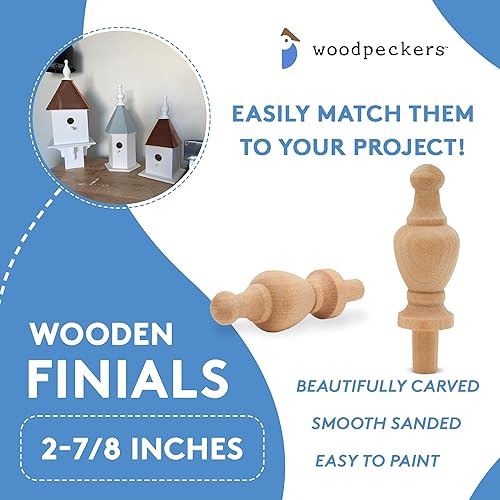 Vista 36 de Pequeños remates de madera, remates de madera de 2-3/4 pulgadas para manualidades, decoración de bricolaje y manualidades de remates de madera