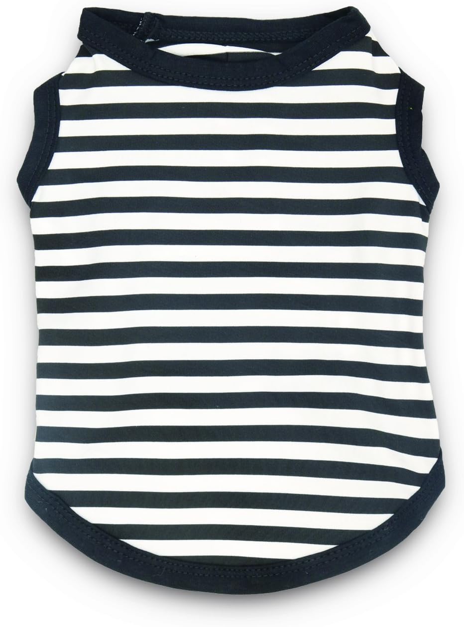 DroolingDog Small Dog Shirts Puppy Clothes Boy Striped T Shirt for Small Dogs T-Shirt Breathable Cat Clothes