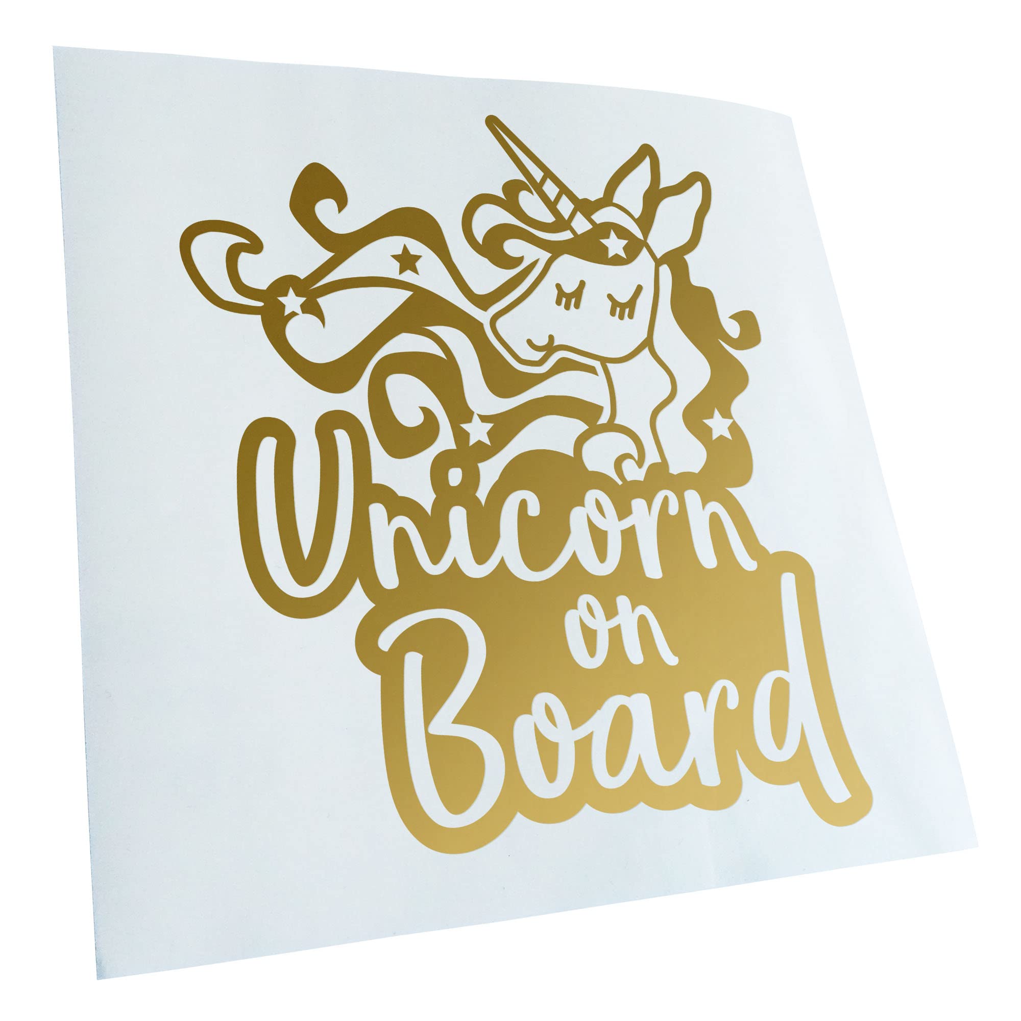 Kiwistar - Car Sticker - Unicorn on Board Unicorn - Gold - 40 x 33 cm - Rear Window Car Sticker Weatherproof for Car Truck Moped Truck - Sticker Exterior Self-Adhesive Tuning Accessories for Window