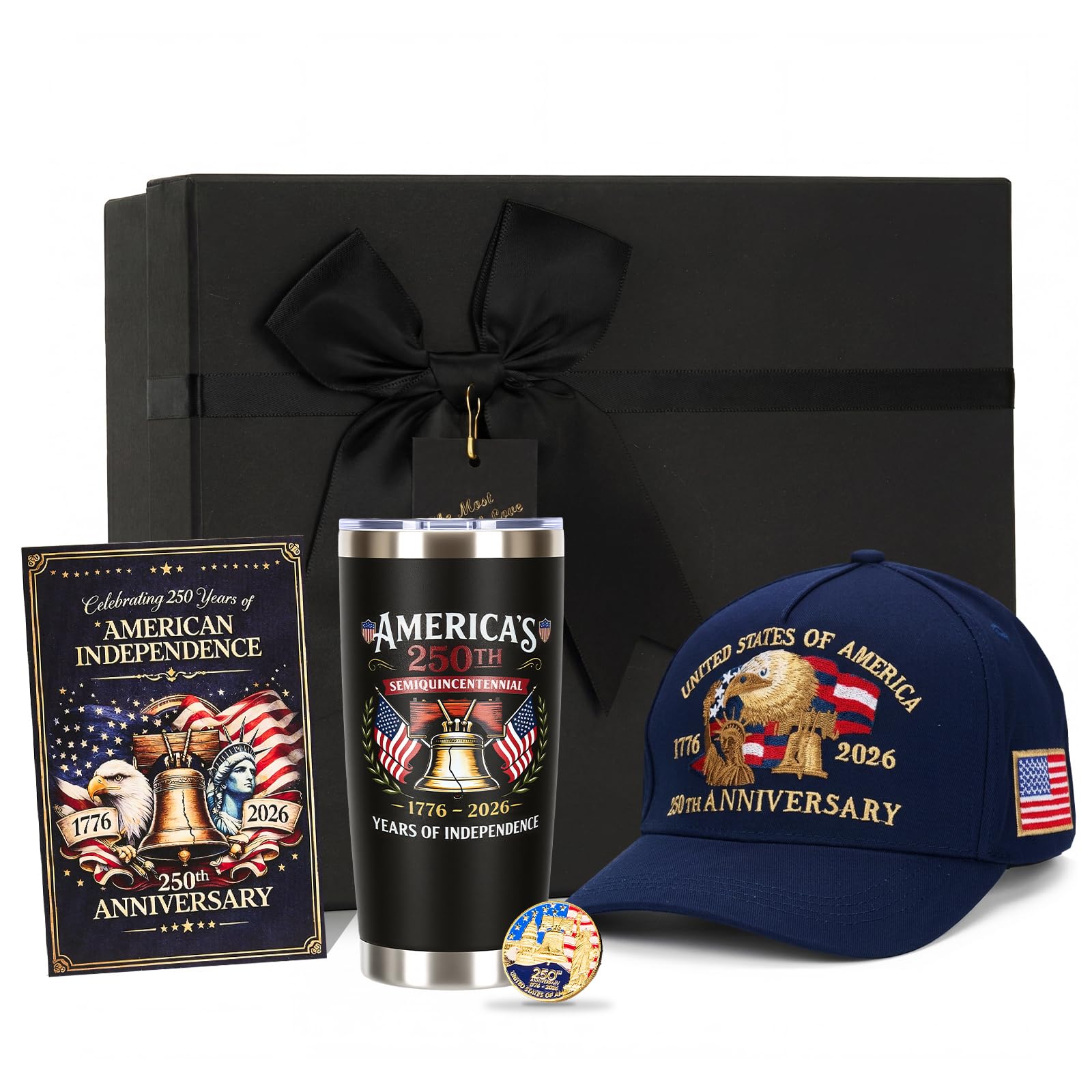 Photo 1 of ***MISSING HAT AND OTHERS***
Bafeil 250th Anniversary USA Gift Set - Anniversary Hat & Coin, 20oz Insulated Tumbler & Card - America 250 Merchandise Keepsake for Men Women Collectors, 4th of July & Independence Day Gift 2026