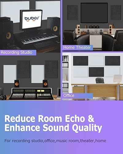 Miniatura 3 de BUBOS Paneles acústicos artísticos, paquete de 2 paneles de pared insonorizados de 24 x 16 x 2 pulgadas, tratamiento acústico de frecuencia