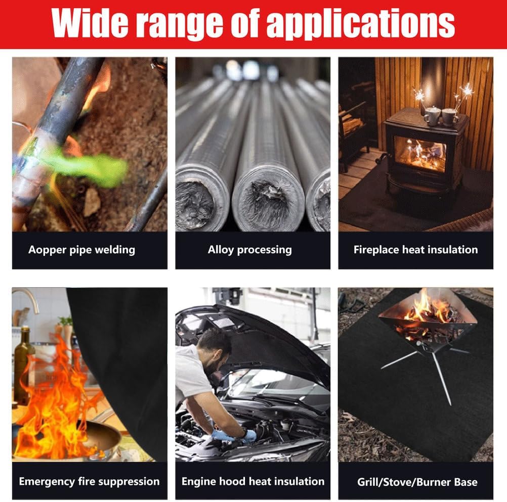 COYOUCO Fireproof Welding Blanket & Pad, 10mm Thickened Fire Resistant Carbon Felt Cloth, Flame Retardant Fabric, Heat Shield for Grill Cover, Soldering, Firepit, Smoker,100cmx100cm