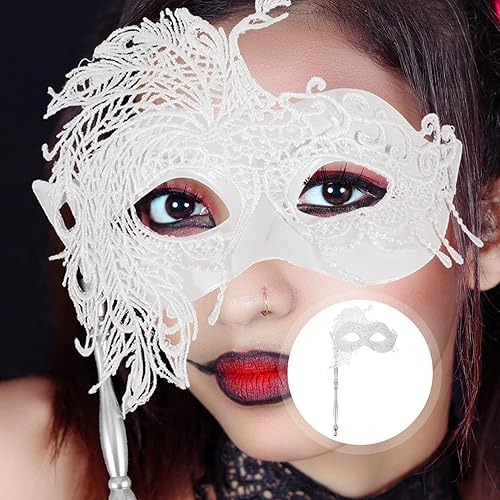 Miniatura 5 de SOIMISS Máscara de mano de encaje para fiesta, corona, máscara para baile de máscaras, máscara veneciana de mascarada, trajes de juego de rol,