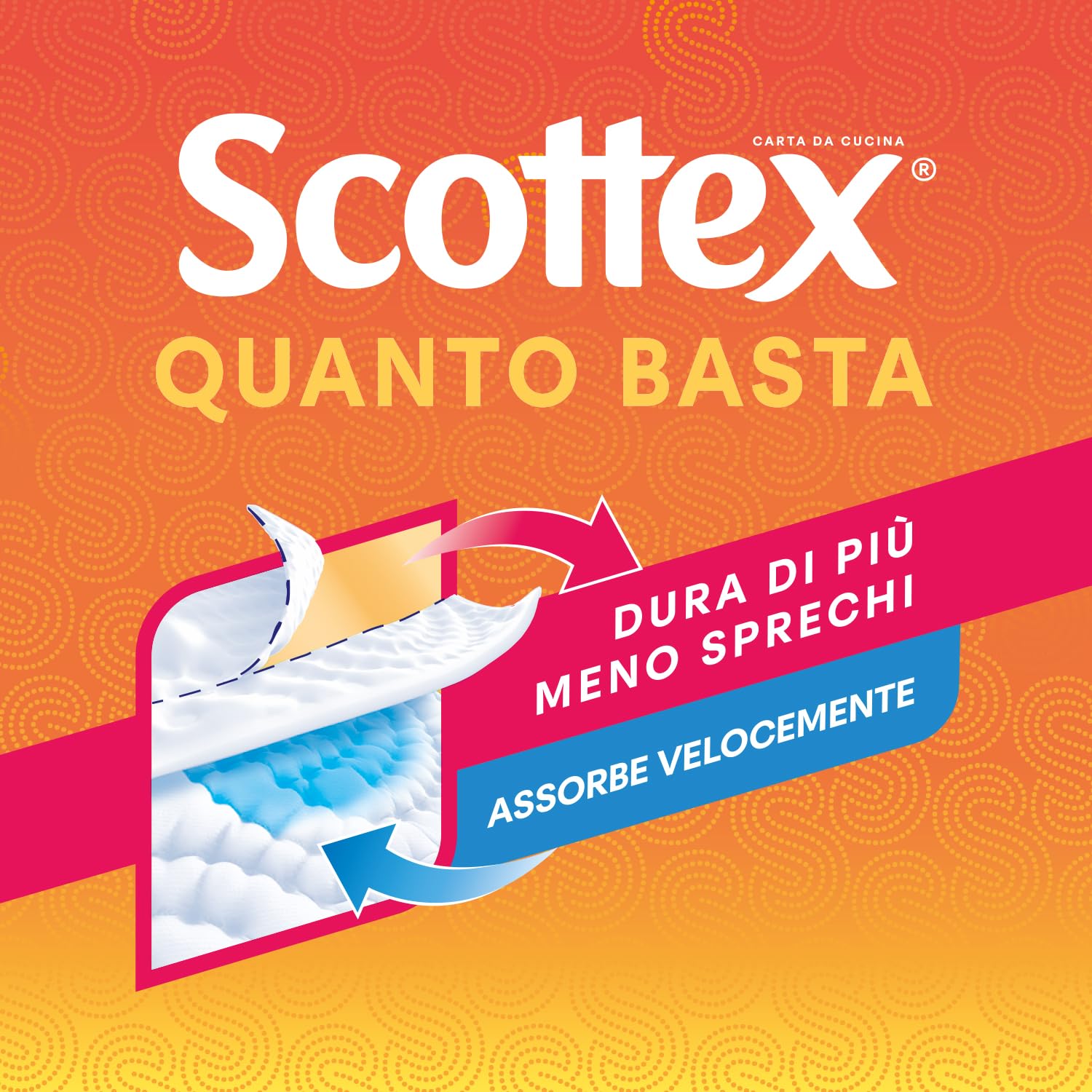 Scottex Quanto Basta, Carta Cucina, Opzione Mezzo Strappo, Con Carta certificata FSC, Confezione da 24 Maxi Rotoli