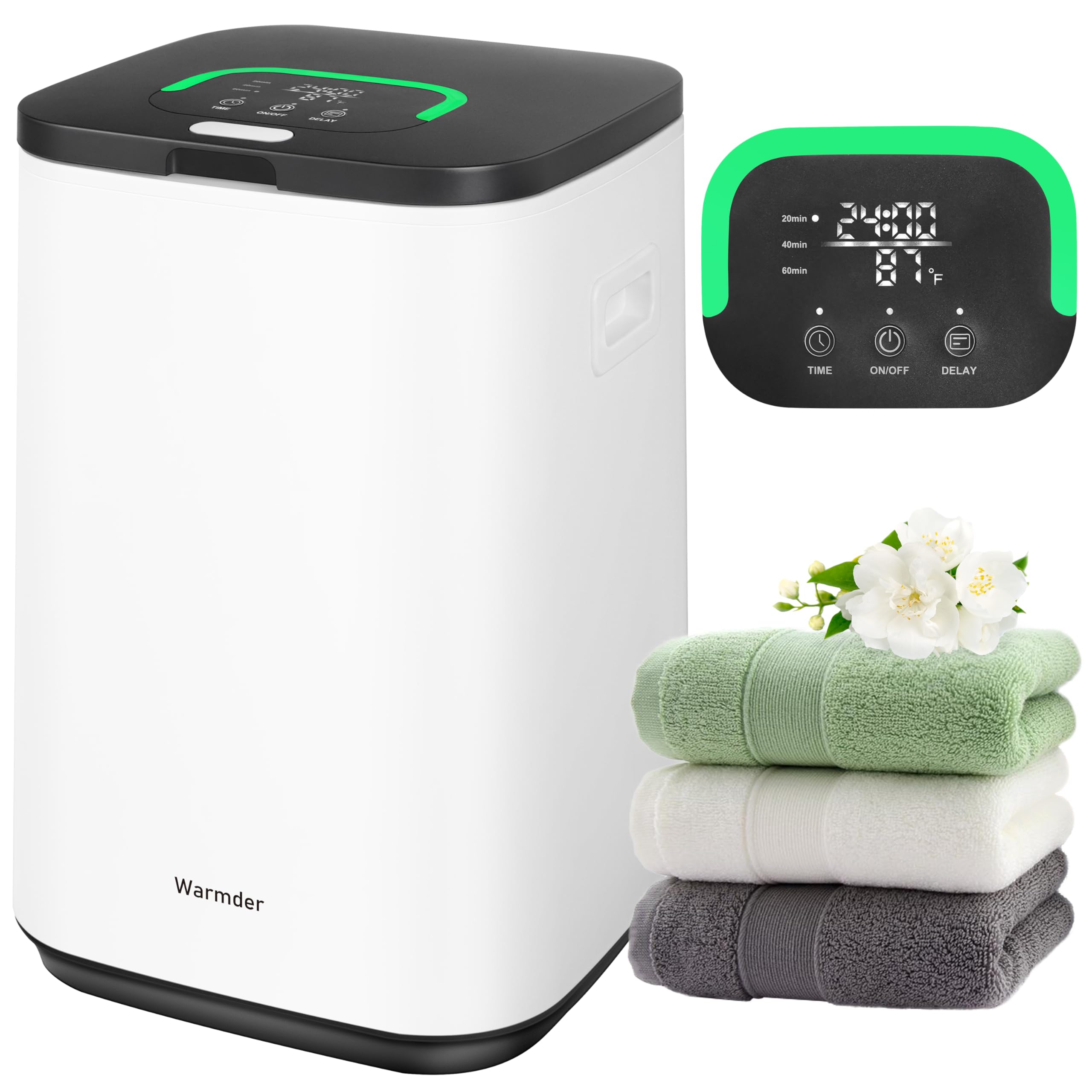 Towel Warmer for Bathroom, 26L Luxury Towel Warmer Bucket with LED Display, 3 Heating Modes, Delay Time Up to 24 Hours, Child Lock, Hot Towel Heater - Luxurious Black