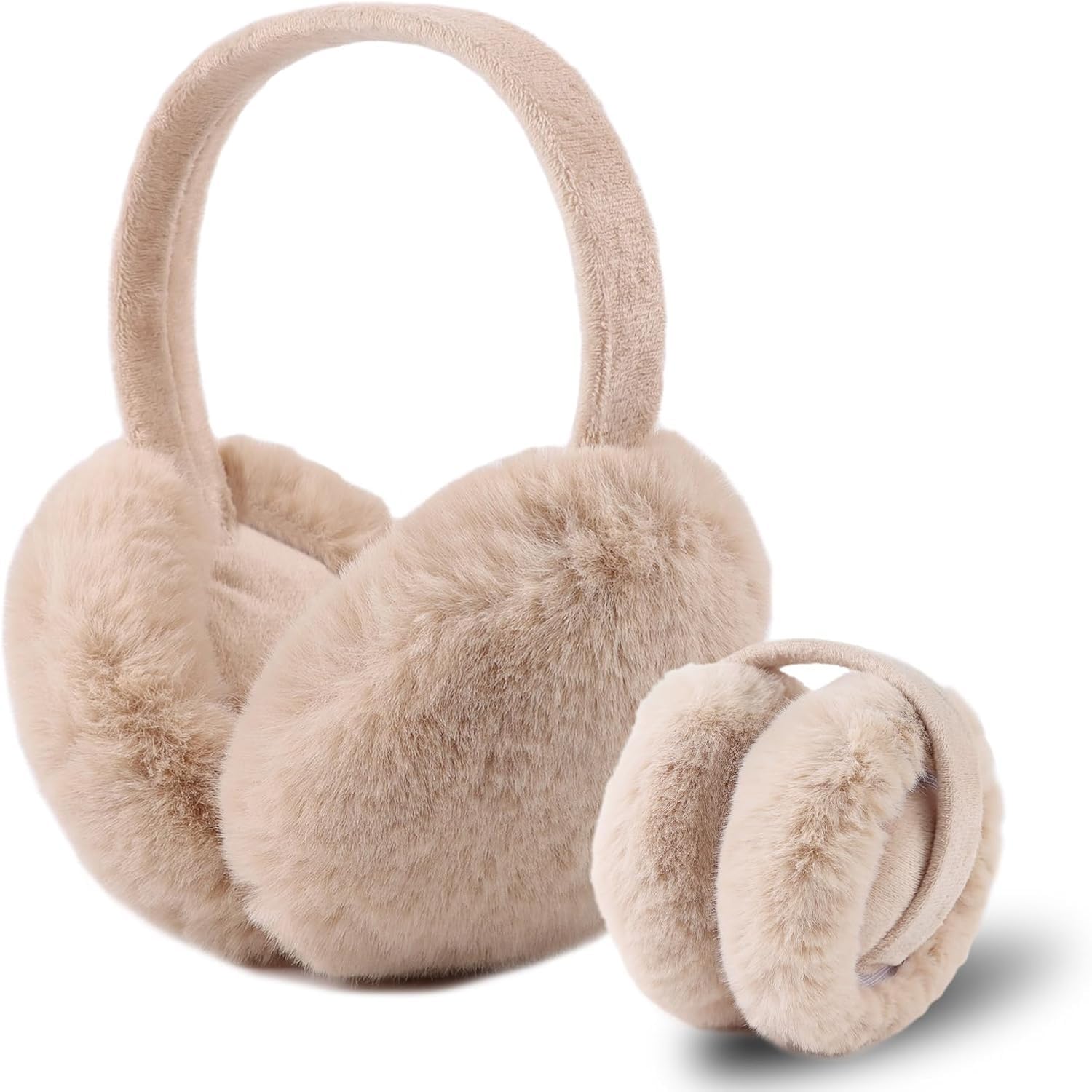 Ear Muffs for Women - Winter Ear Warmers - Soft & Warm Cable Knit Furry Fleece Earmuffs - Ear Covers for Cold Weather