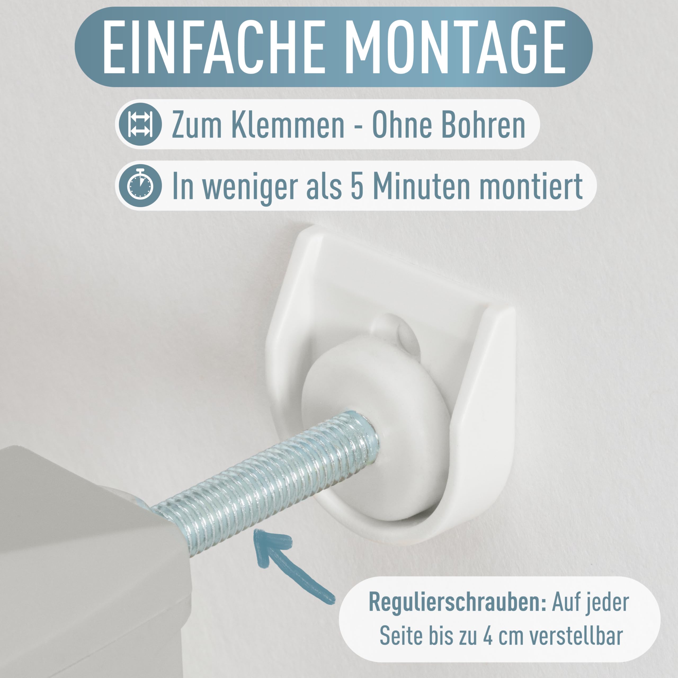 ib style Türschutzgitter Yael für Babys 73,5-81,5 cm - Ohne Bohren, Treppenschutzgitter zum Klemmen, Stabiles Schutzgitter, Hundeabsperrgitter, Sicherheitsgitter für Kinder, Metall, Weiß