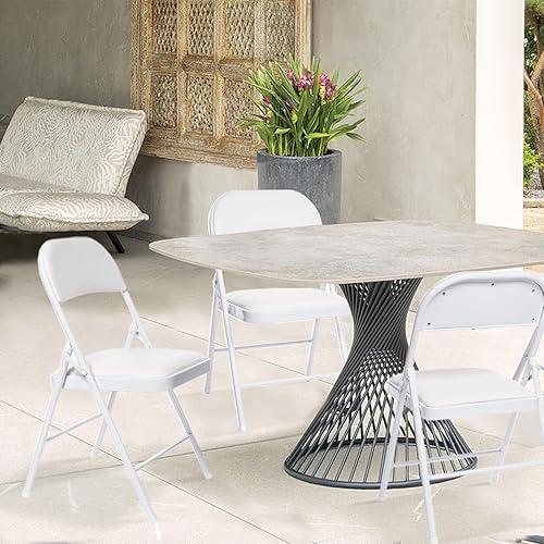 Miniatura 8 de Paquete de 6 sillas plegables con asientos acolchados, silla plegable acolchada con marco de acero para eventos, oficina en casa, silla plegable de