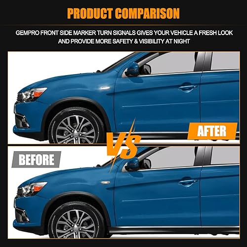 Miniatura 6 de Gempro Luces de señal de giro LED blanco secuencial para Mitsubishi Lancer EVO X Mirage G4 Outlander Sport Smoked Len, 2 unids