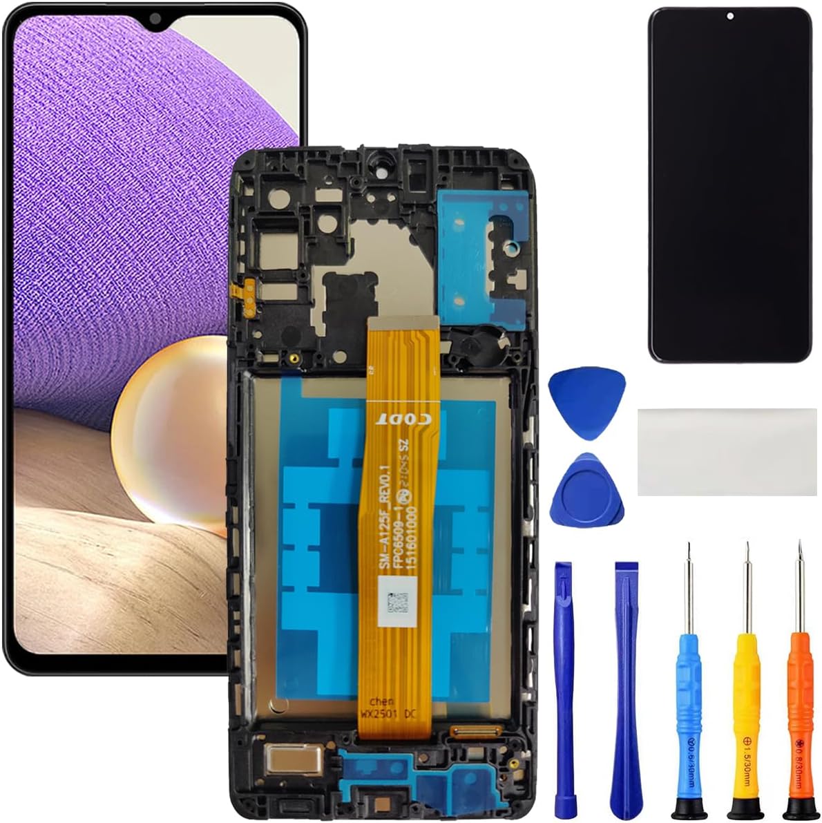 for Samsung Galaxy A32 5G Screen Replacement with Frame for Samsung A32 A326u A326b A326a A326w S326dl LCD Display Digitizer Touch Screen Assembly Part with Repair Kits 6.5 Inch (Not A32 4G)