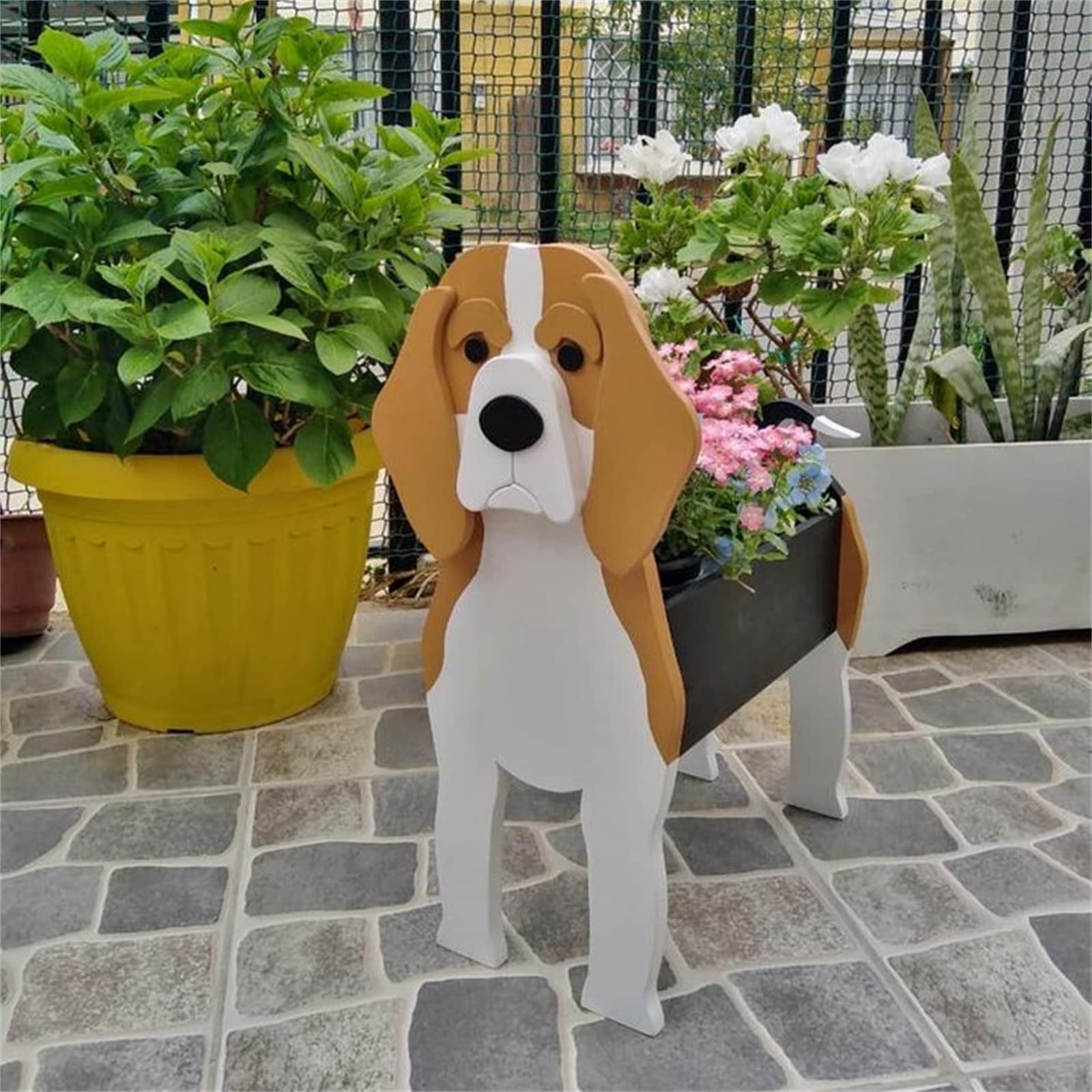 EIMOPE Cute Dog Flower Planter Plant, PVC Animal Plant Pots Garden Planters for Succulent, Small Gifts Planter, Storage Containers Planters, Cartoon Indoor Outdoor Decoration, 43X25cm