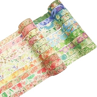 20 Rolls Flower Washi Tape Set, 15mm Floral Washi Tape for Bullet Journal, Masking Decorative Tapes for Arts and DIY Crafts, Gift Wrapping