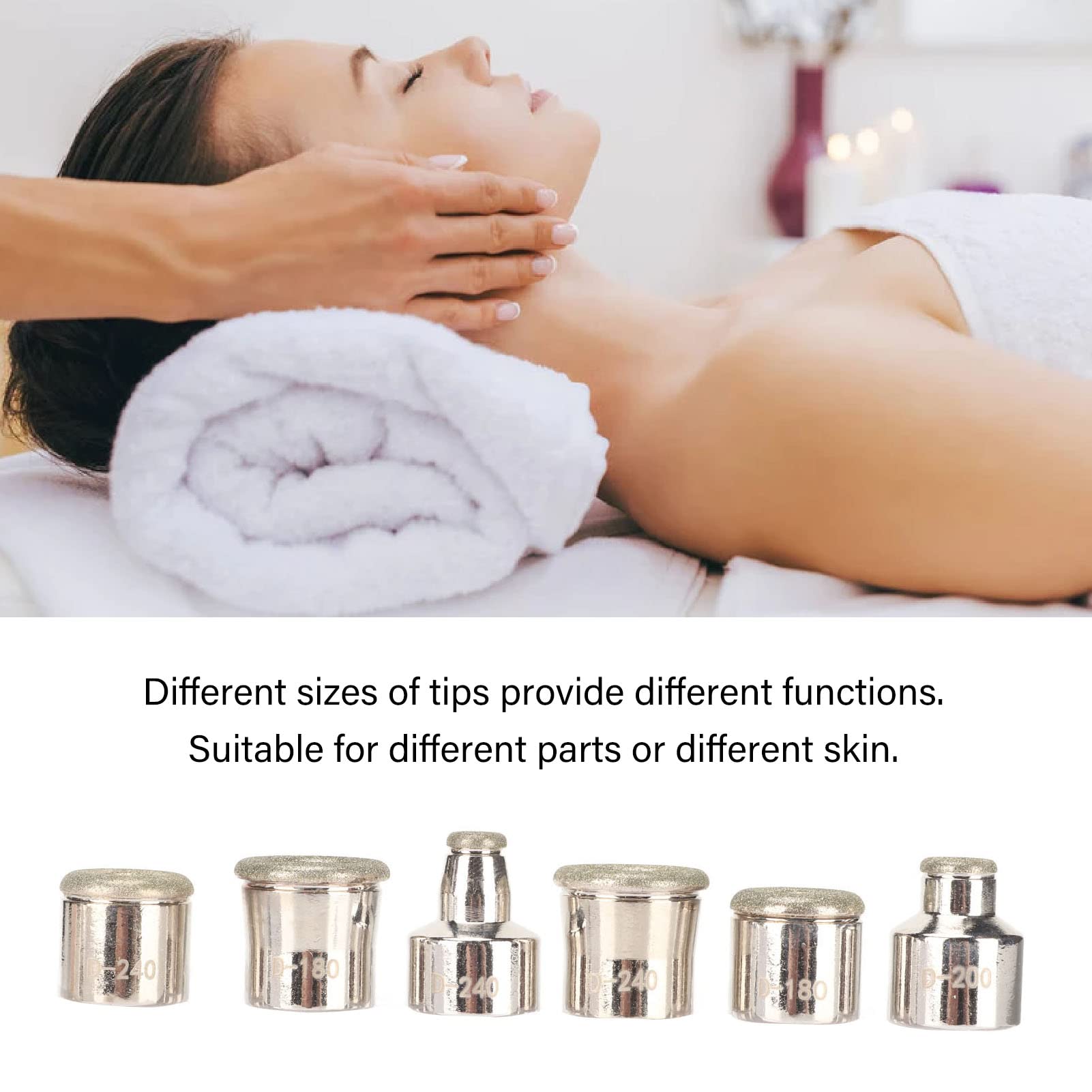 Mikrodermabrasion Diamant Spitzen, Gesichtspflege Dermabrasionsspitze, 6 Stück Mikrodermabrasions Ersatzspitze universelle Hautpflege Peeling Gesicht Mikrodermabrasionsspitze für Hand und Fuß