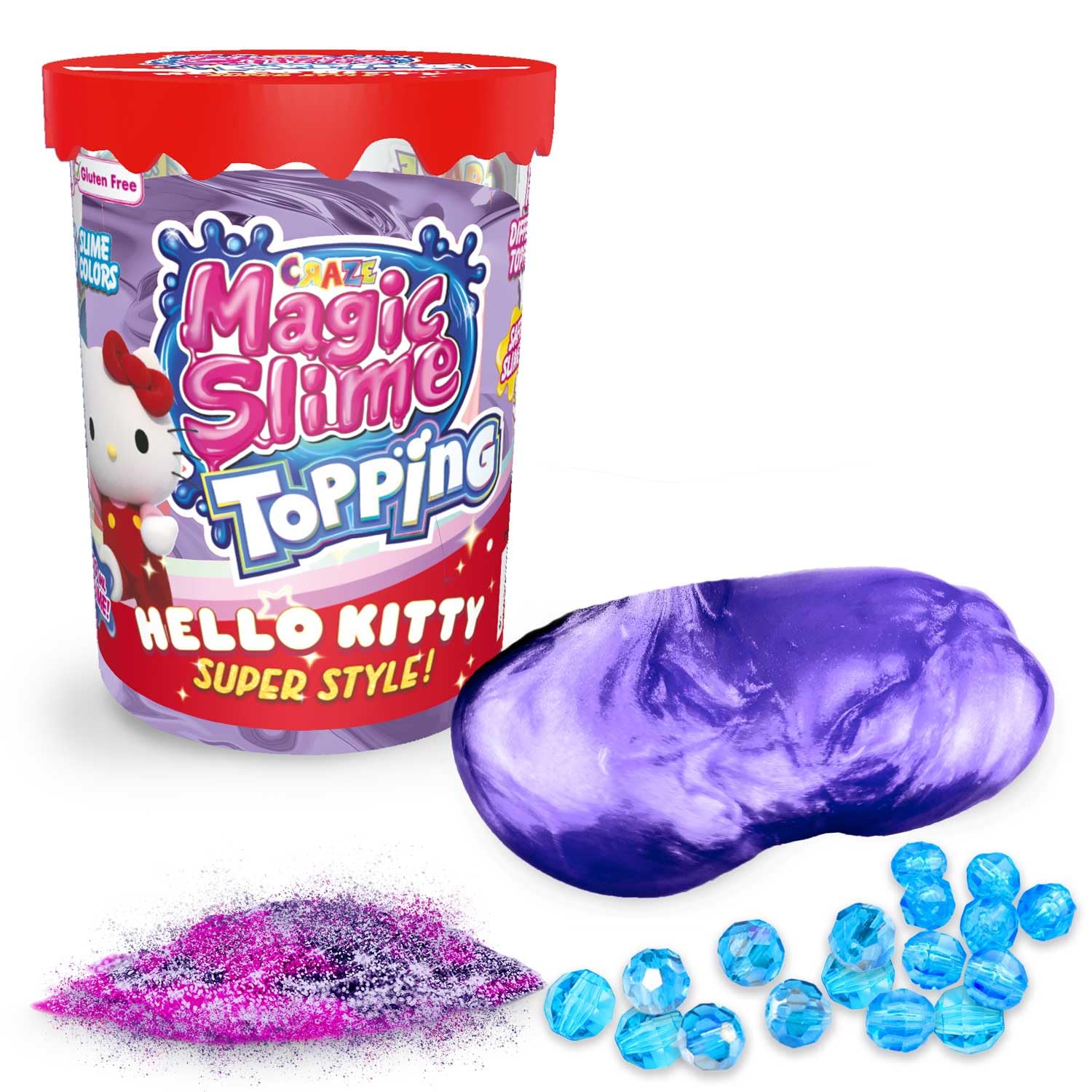CRAZE MAGIC SLIME Topping Hello Kitty - Slime Kit for Kids, 70 ml Box with Glitter and Toppings, Putty Style slime Toy for Creative Play