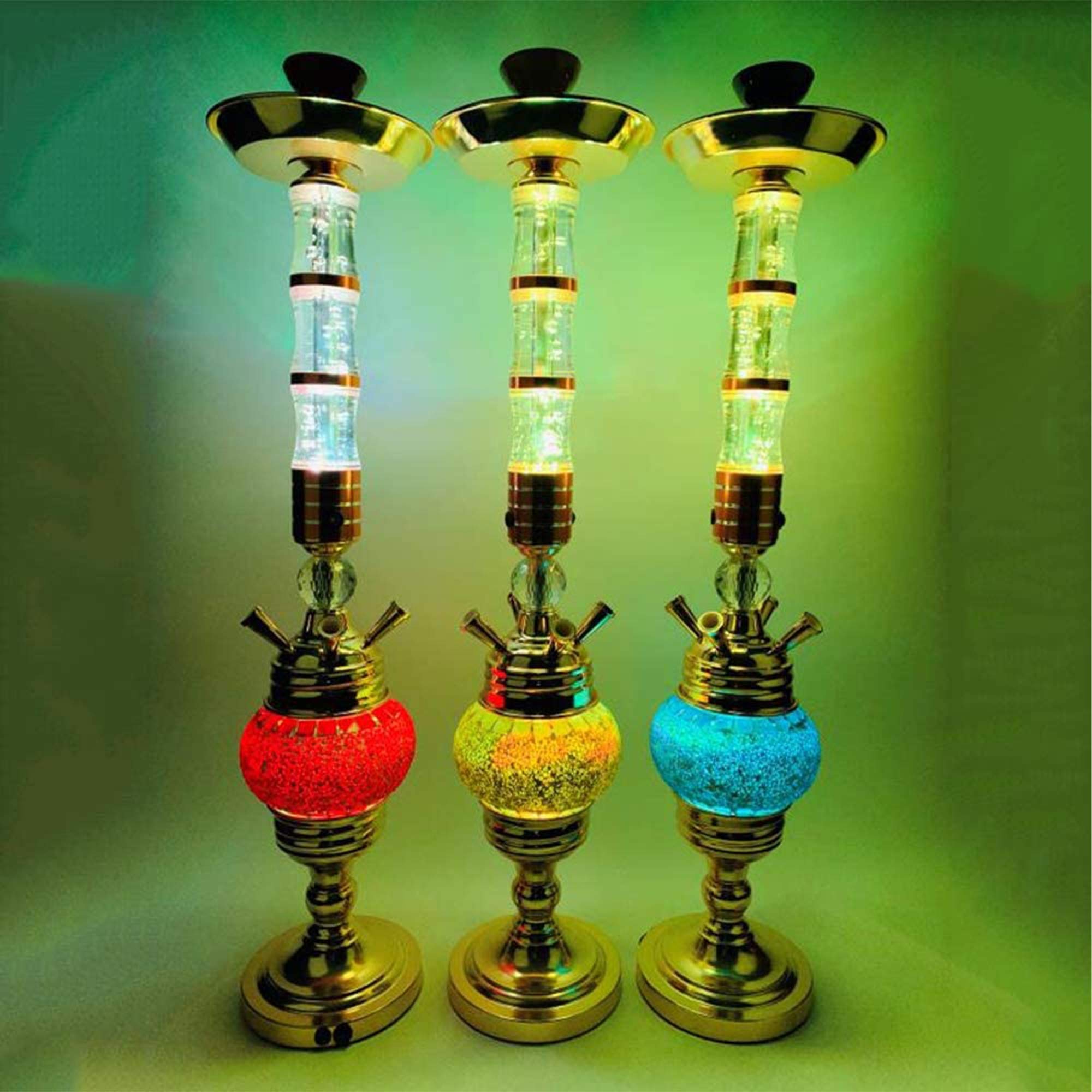 Juego Narguile Grande 28" con Luz LED Kit Narguile 4 Mangueras Cuenco Cerámica Carbón Pinzas para Carbón Papel Aluminio para Una Mejor Experiencia Fumar Shisha,Rojo