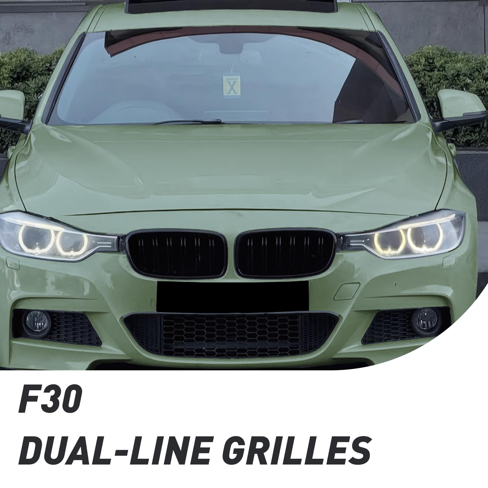 F30 F31 Kühlergrill Abs Schwarz Glänzend Doppelstange Für F30 F31 2012-2018 2012 2013 2014 2015 2016 2017 2018, Kühlergrille Tuning Stoßstange Stangen Streifen (F30 1329)