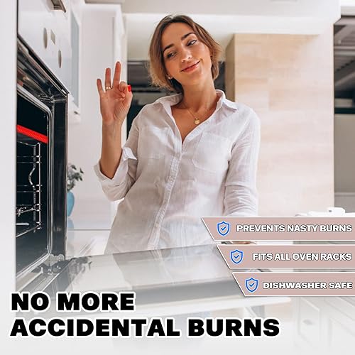 Miniatura 7 de Protectores de horno extra largos de 22 pulgadas, paquete de 2 protectores de horno resistentes al calor para estantes, protector de borde de