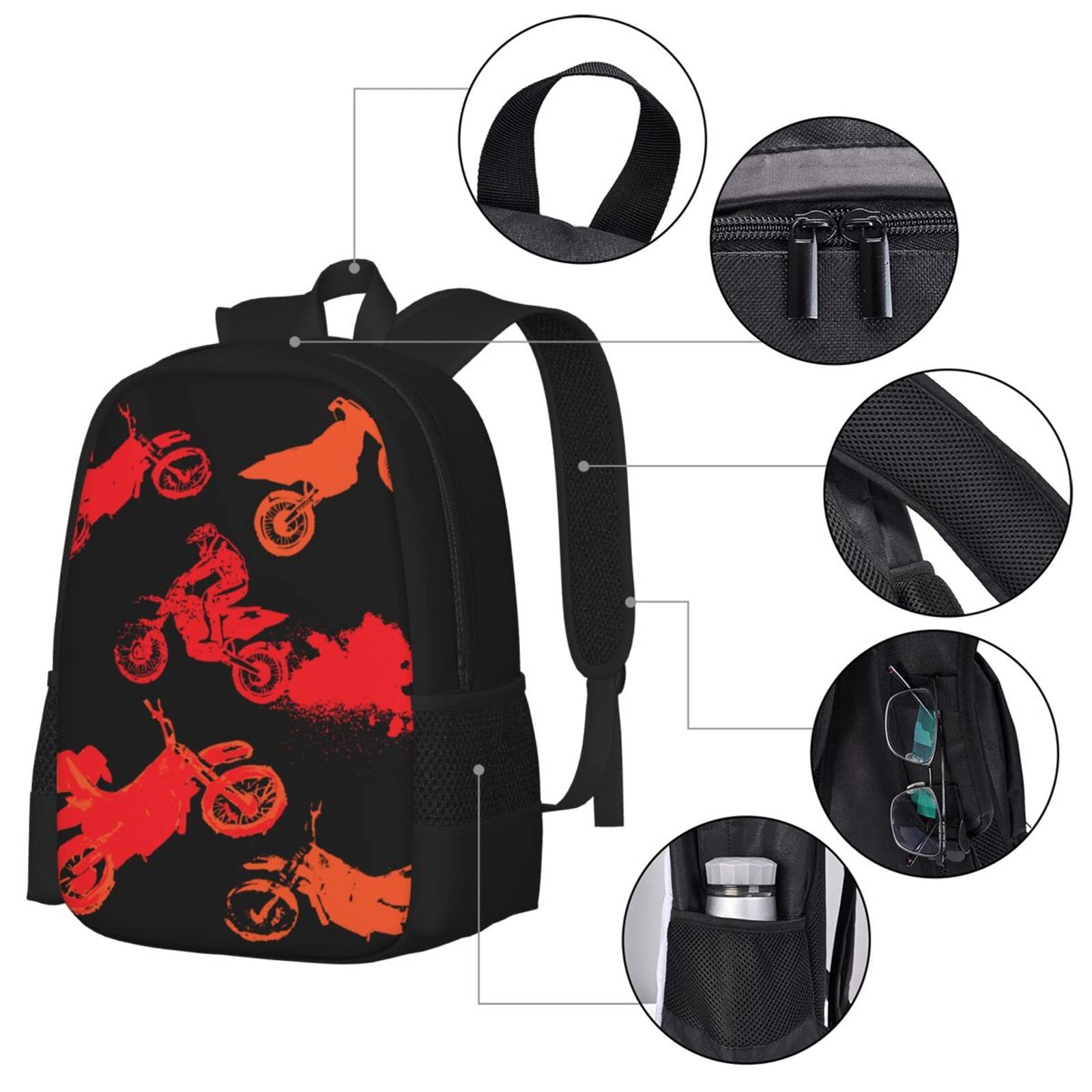 Mochila de hombro para motocross, deportiva, motocicleta, vehículo, escuela, escuela, para niños, hombres, exteriores, casual, mochila de viaje, para mujeres, hombres, adolescentes y niños,