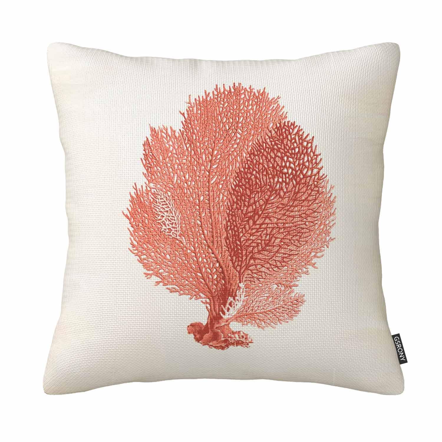 Gsrony Gold Coral Throw Pillow Covers Cute Red Coral Cushion Pillow Case Home Decor Pillowcase 18X18 Inches
