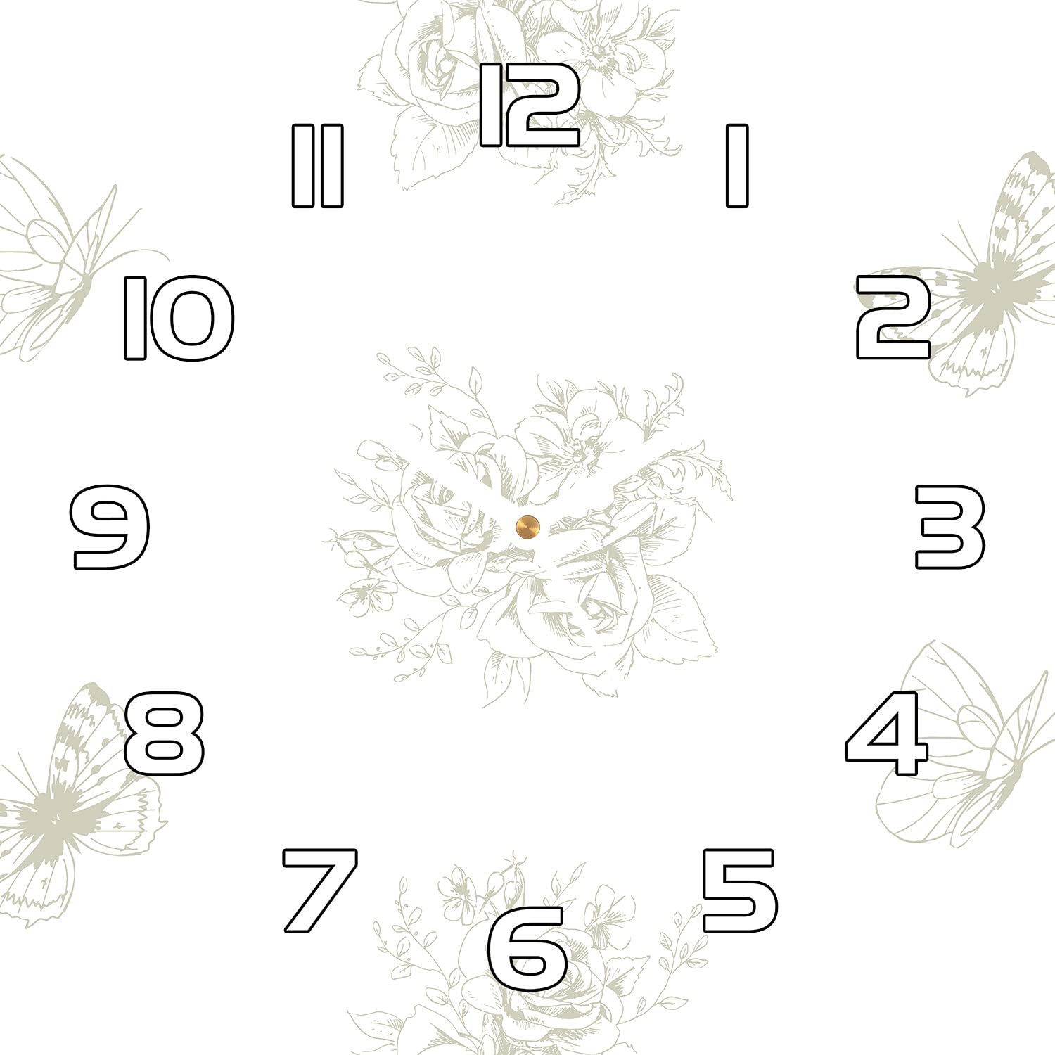 Horloge murale cuisine et salon Coloray en verre de sécurité aux finitions dorées florales