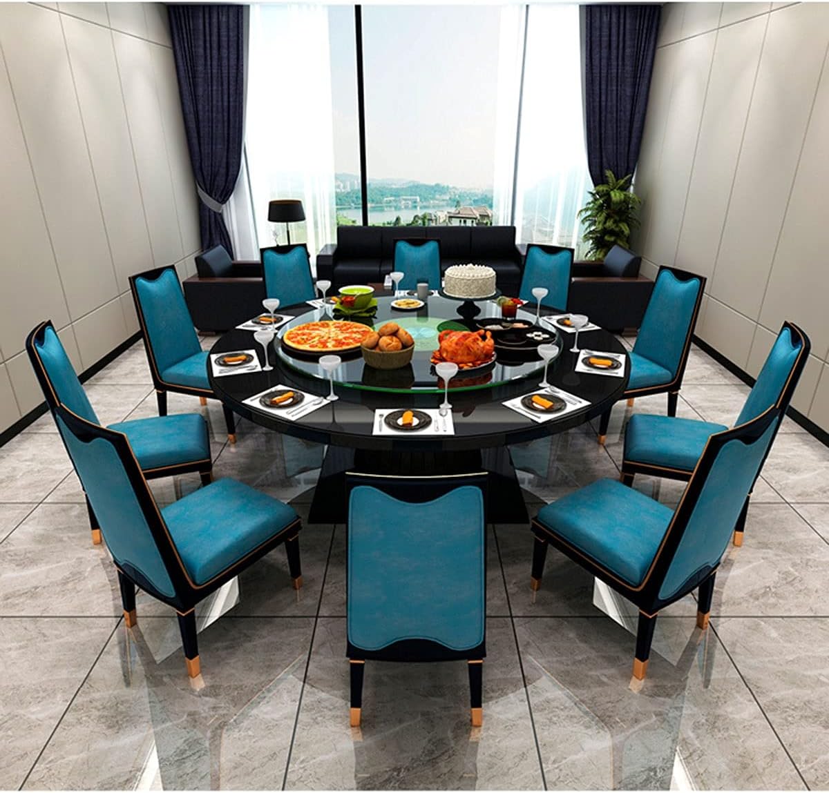 Rotating Lazy Susan Turntable - 24" 28" 36" Non-slip Tempered Glass Kitchen Turntable Tray with Flat Polished Edge for Dining Table, Coffee Table, Home & Office Use (Size : 70cm/27.6in)