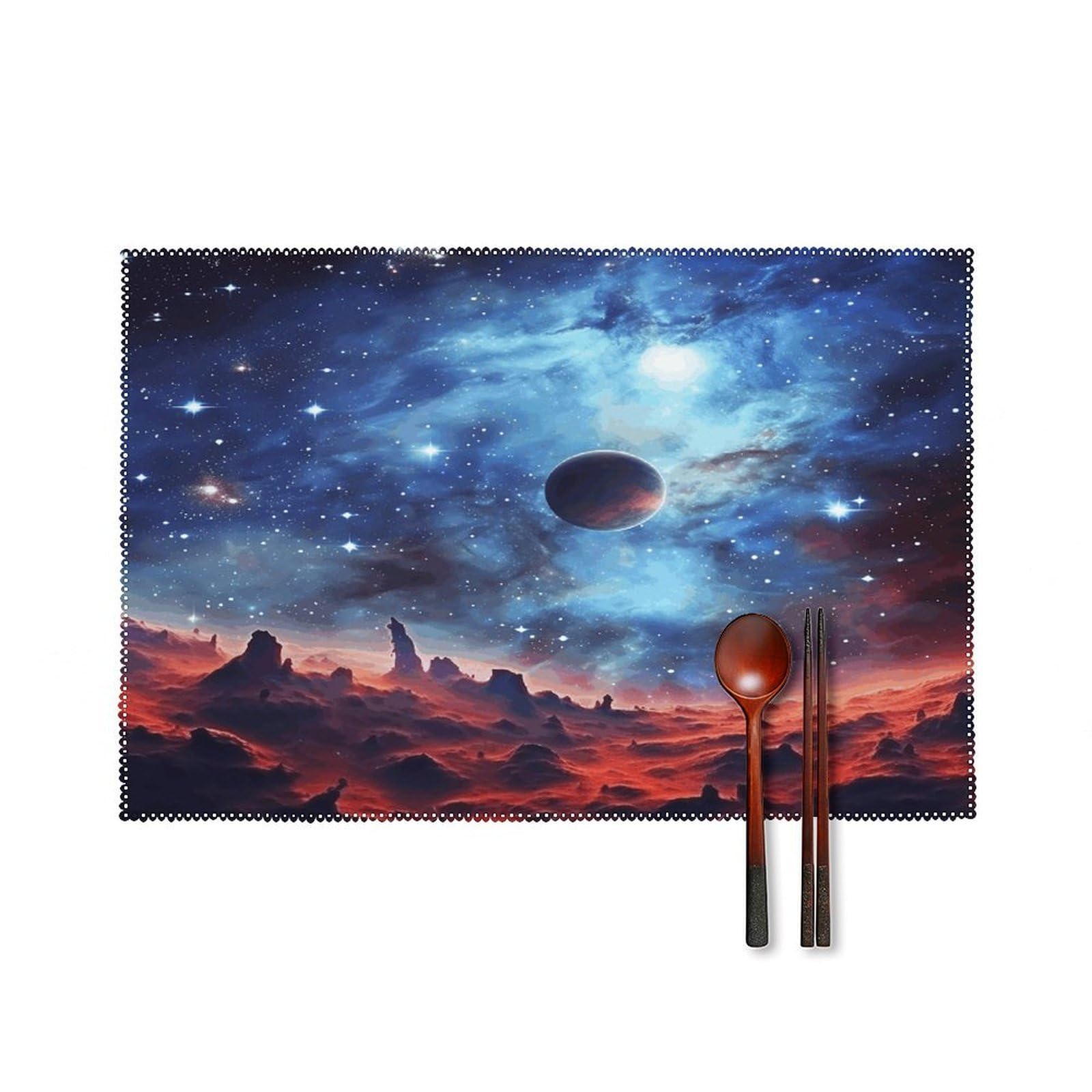 Fekiloot Style Galaxy Space Placemats Set Of 6,Table Mat