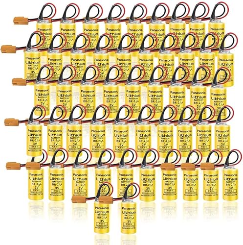 XIAOXX (50 unidades) 1600mAh 3V Br-23a Batería de litio para FANUC A98L-0031-0006 PLC Litio industrial con enchufe marrón