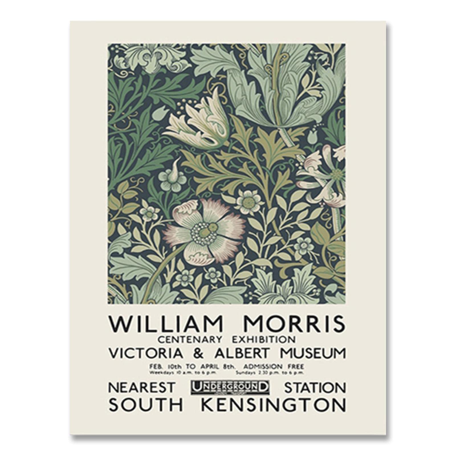 Tongda Decor William Morris Stampa su Tela Il Victoria and Albert Museum Exhibition Poster London Underground Art Nouveau Pittura Murale 80x60cmx3pcs Senza Cornice
