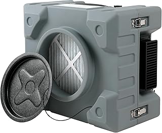 MOUNTO 550cfm Hepa Air Scrubber Industrial Air Cleaner- 550cfm Portable Air Purifier w/Variable Speed, Dual Outlet for Fire/Water Damage Restoration, Construction & Painting, Janitorial (Grey)