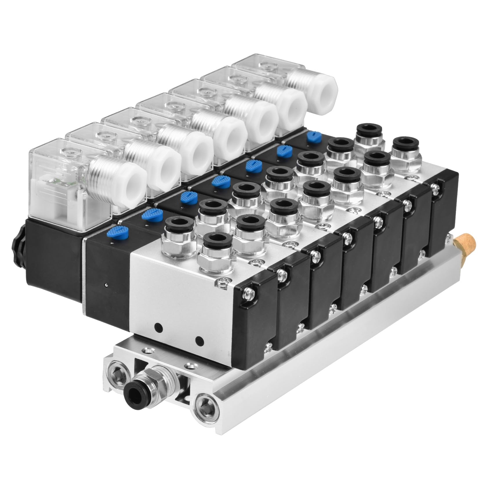 Heschen Elettrovalvola pneumatica a 7 solenoide 4V210-08 DC 24V PT1/4 5 vie, distributore a 2 posizioni, montaggio rapido