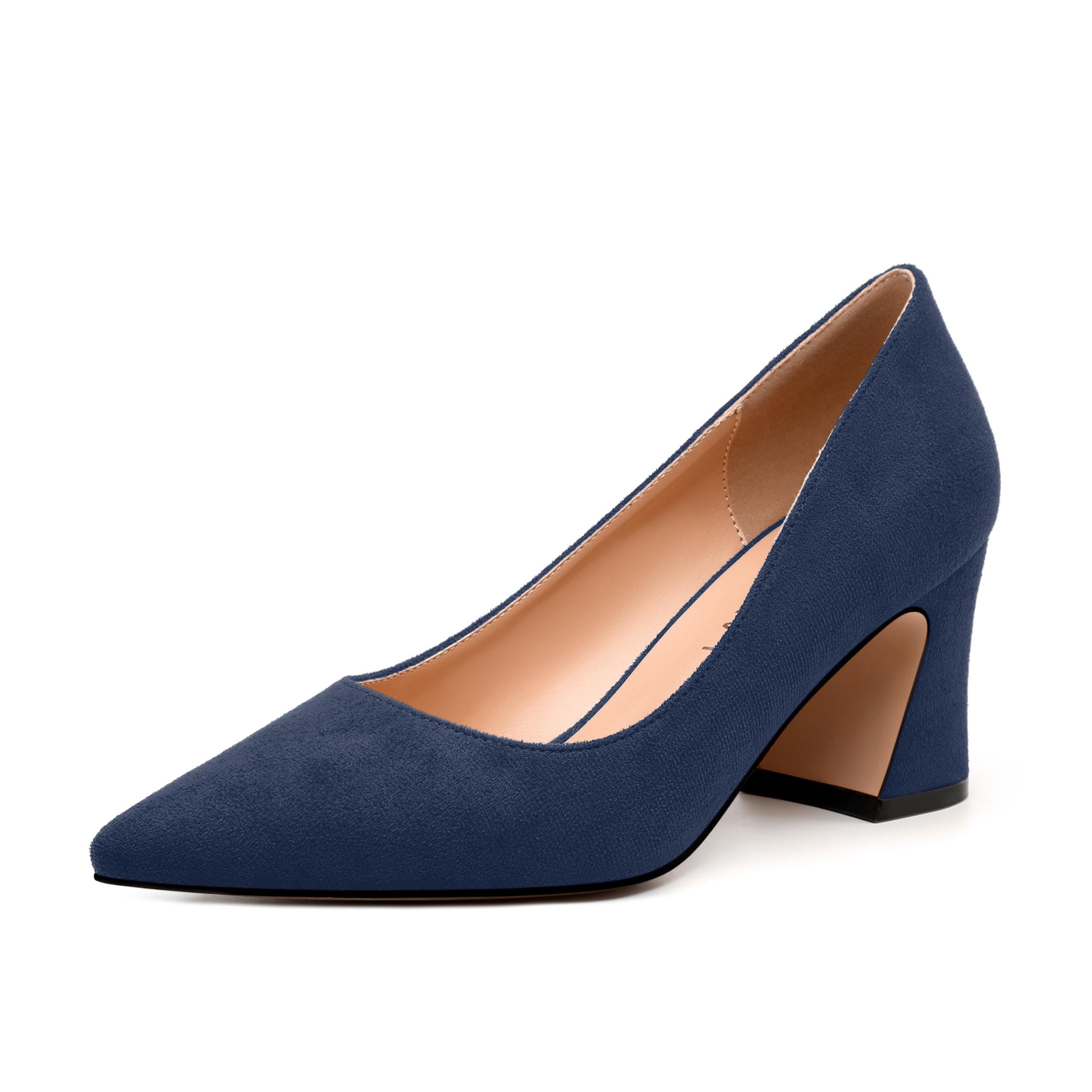 Women's Pointed Toe Mid Heel Pumps Slip On Fashion Closed Toe High Heel Shoes for Women