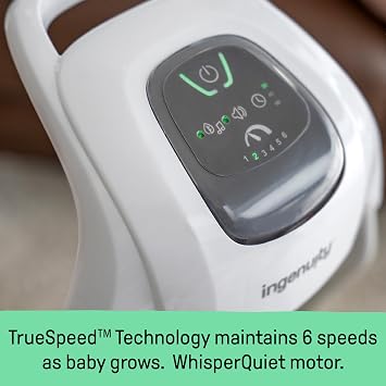 Ingenuity SimpleComfort Lightweight Compact 6-Speed Multi-Direction Baby Swing, Vibrations & Nature Sounds, 0-9 Months 6-20 lbs (Pink Cassidy) | Compact & Portable, Hands Free Soothing for Fussy Babies, Vibrations & USB Power for Newborns, 6-20 lbs