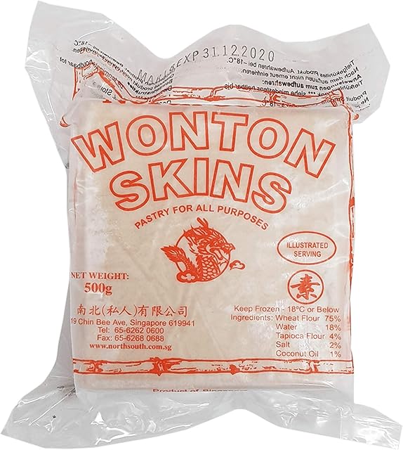 Frozen Wonton Pastry Skins Wrappers - Orange (Frying) 500g by North South