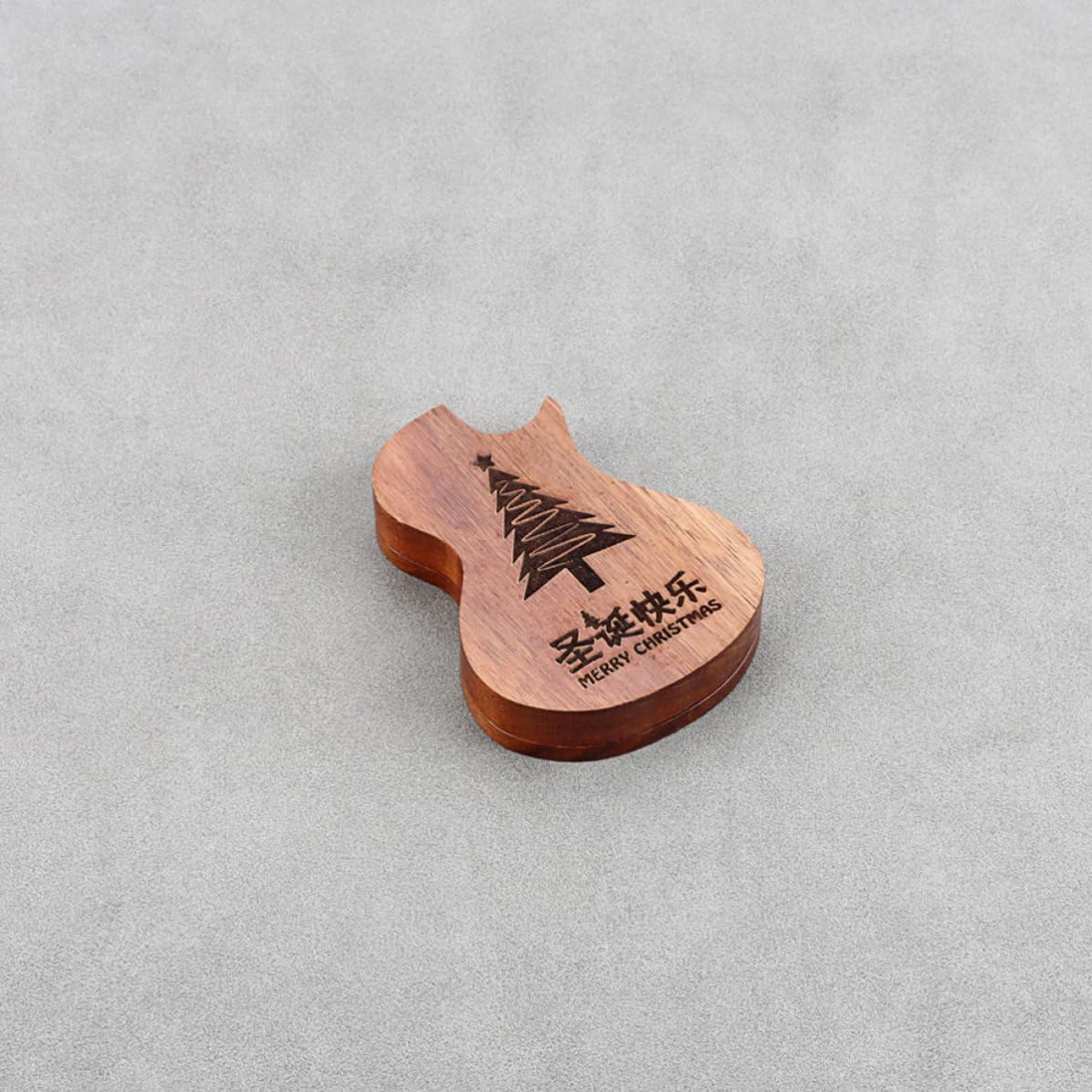 Kisangel 4 Pezzi Scatola Portaplettri per Chitarra in Legno Marrone a Forma | Design a 3 Scomparti, Grana Naturale, Portatile e Facile da Trasportare