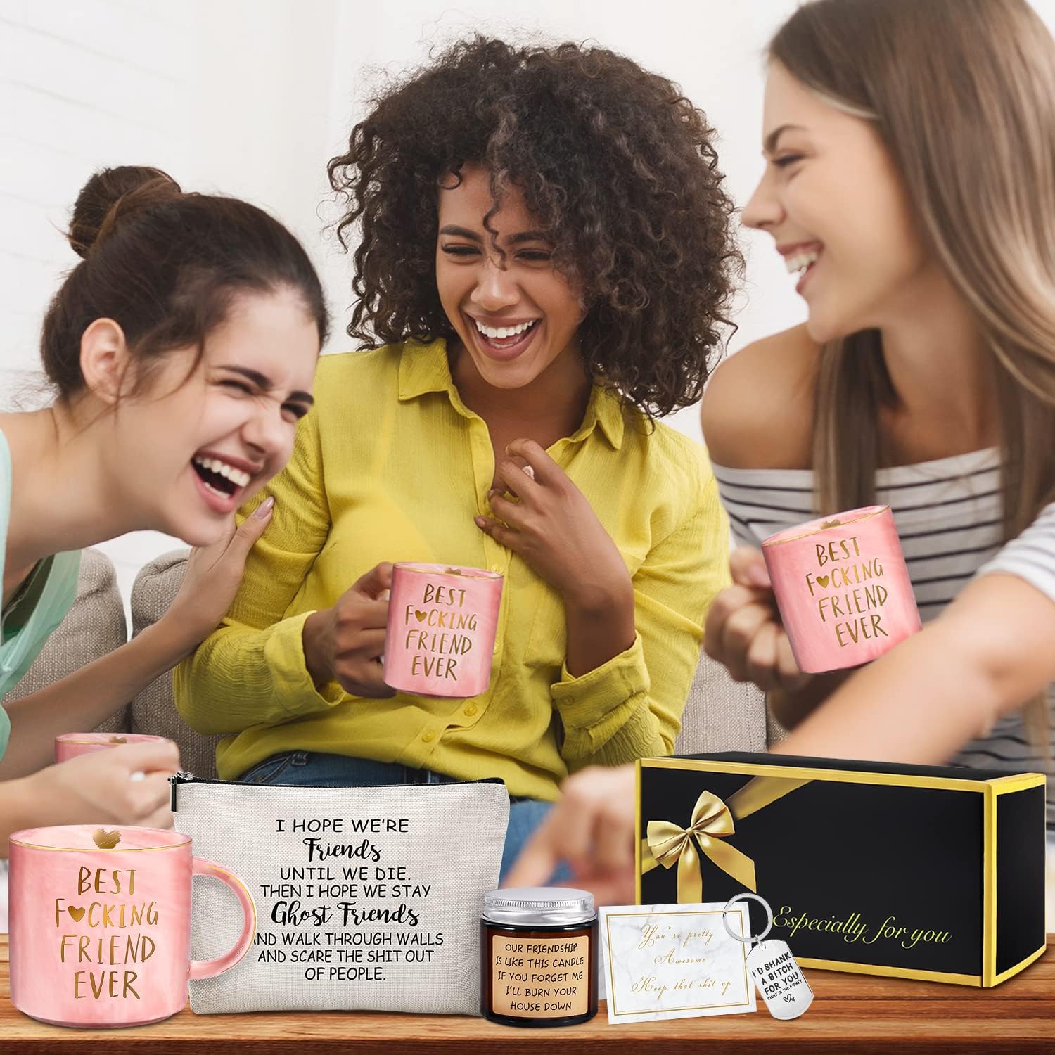 Best Friend Birthday Gifts for Women Friendship Gifts for Women Funny Best Friend Gift for Woman Bestie Gift for Woman Bff Bestfriend, Coffee Mug Makeup Bag Keychain Card - Image 6