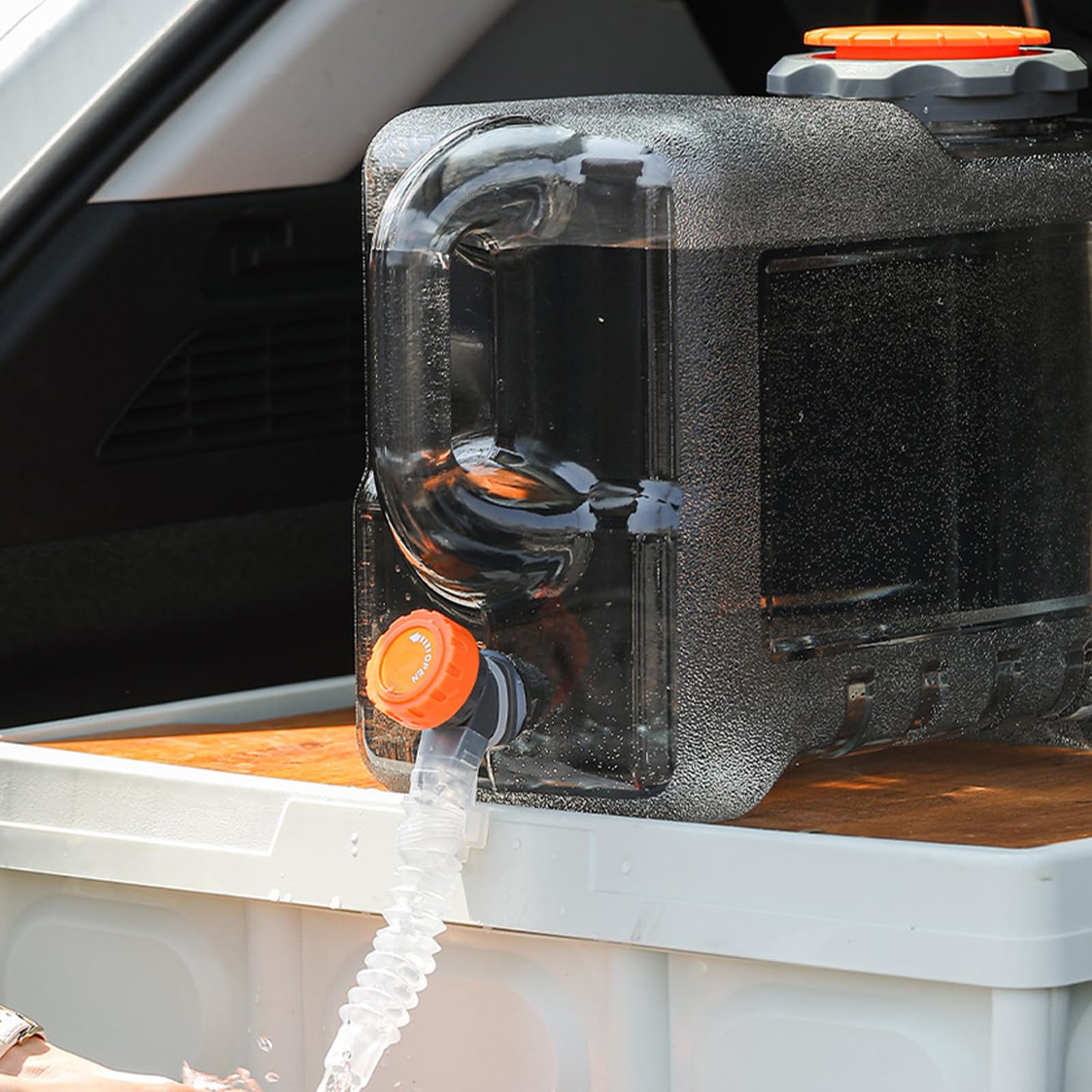 Starnearby Contenedor de agua de camping de 5L/12L/18L con grifo, dispensador de agua portátil de policarbonato de grado alimenticio con grifo, portador de agua sin BPA para acampar al aire libre
