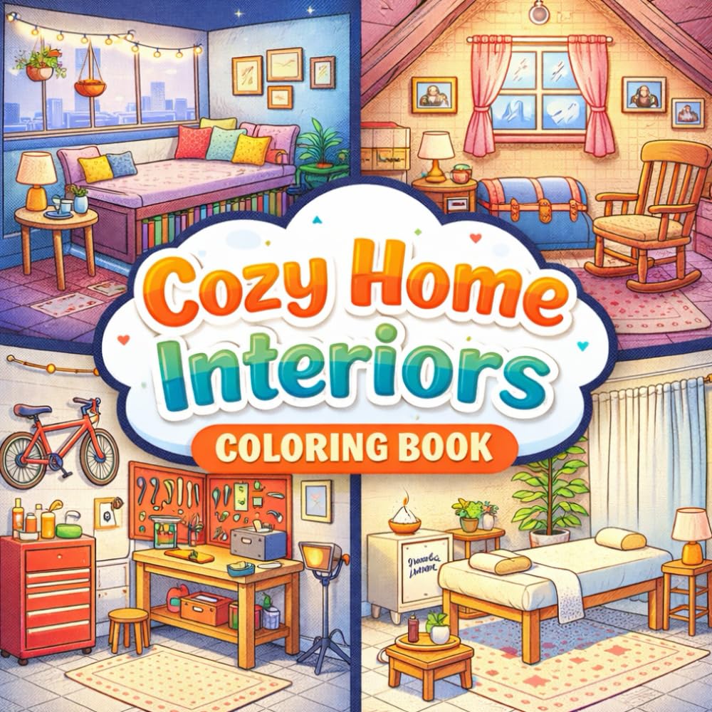 Cozy Home Interiors Coloring Book: Relaxing Room Scenes for Stress Relief | Beautiful Decorative Spaces to Color