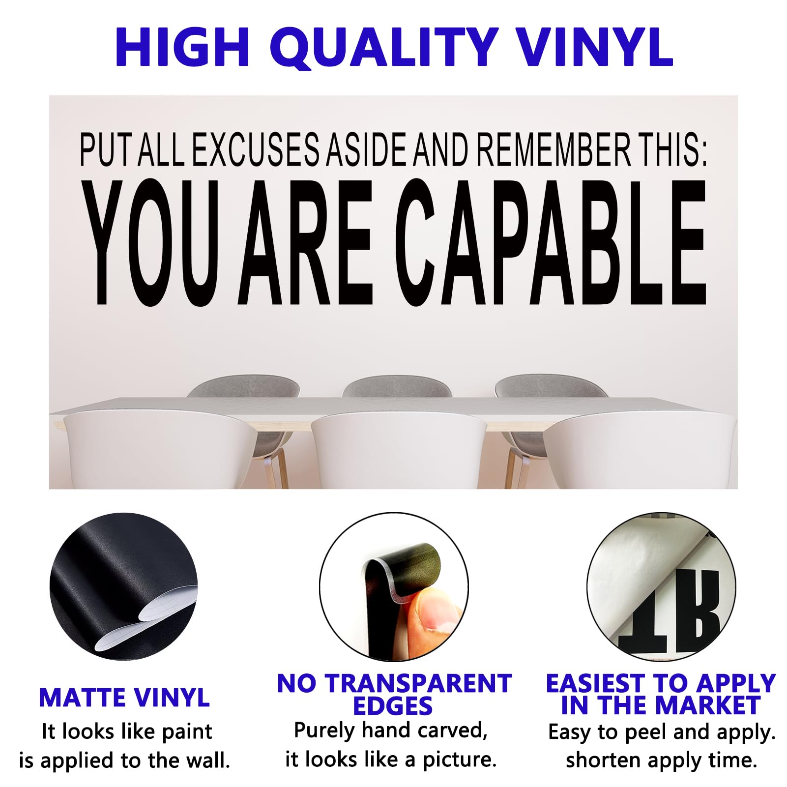 Inspirational Quotes Wall Decals for Office: Gym Motivational Positive Vinyl Art Wall Stickers for Bedroom Classroom School - Image 2