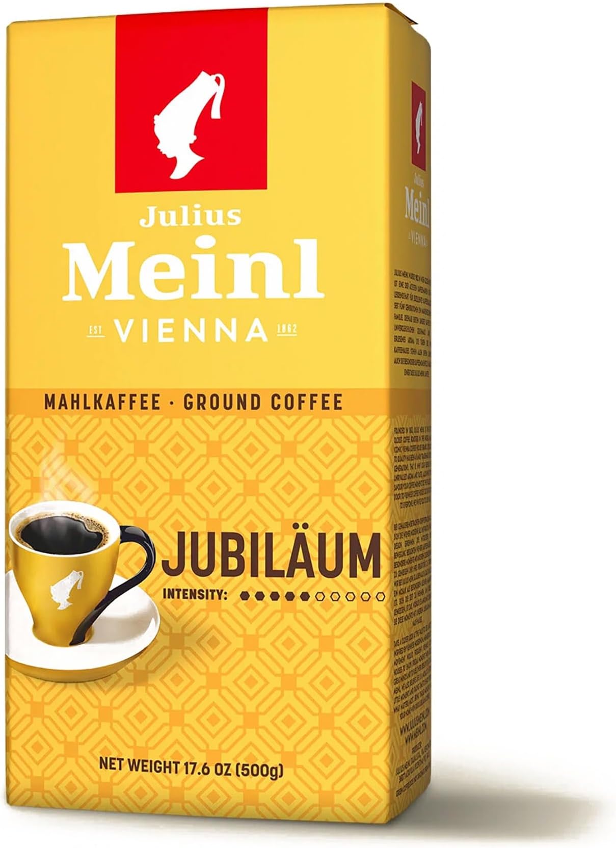 Medium Roast Ground Coffee, Imported Viennese "Jubilaum Blend", Fair Trade and Kosher, 500g/17.6oz